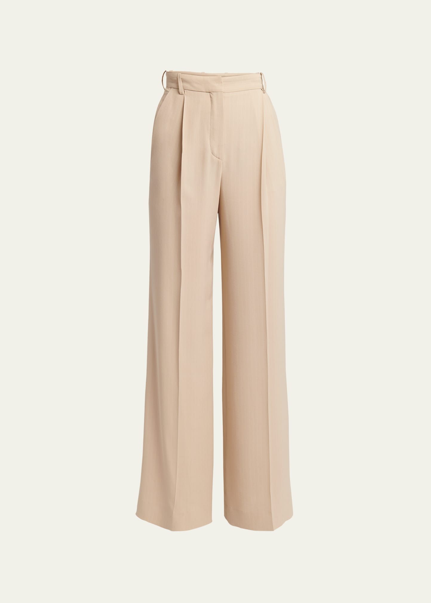 LORO PIANA JAIL CHALK STRIPED WIDE-LEG PANTS