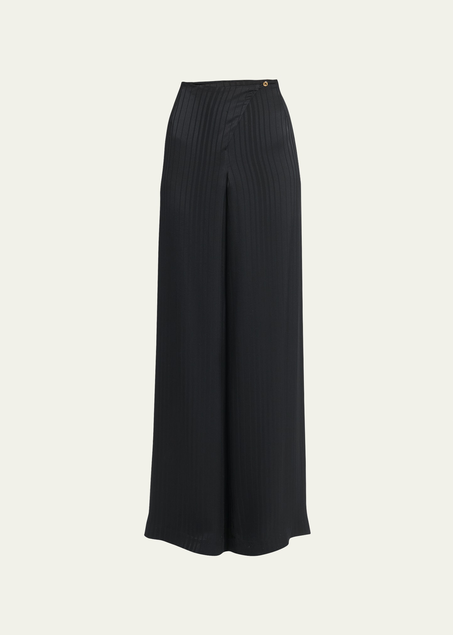 Shop Loro Piana Dresden Ocean Striped Silk Wide-leg Trousers In 8000 Black