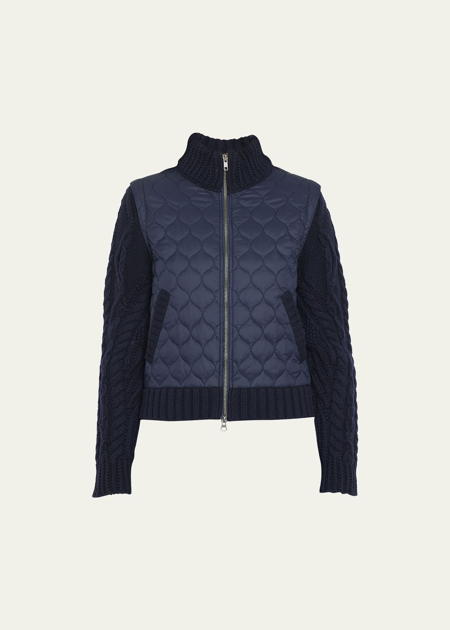 Veronica Beard Patra Mixed-media Jacket In Navy