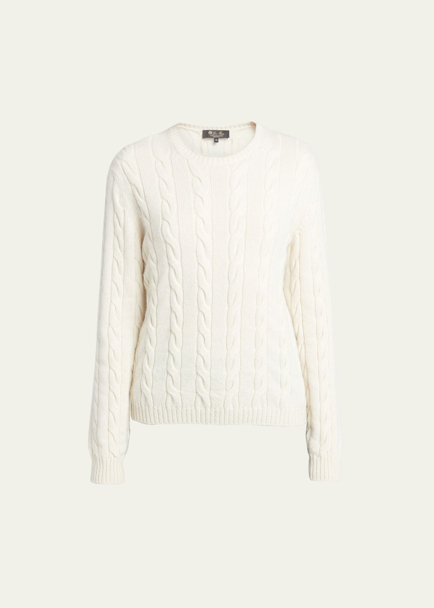 Loro Piana Napier Cable Cashmere Sweater In 1232 White Snow