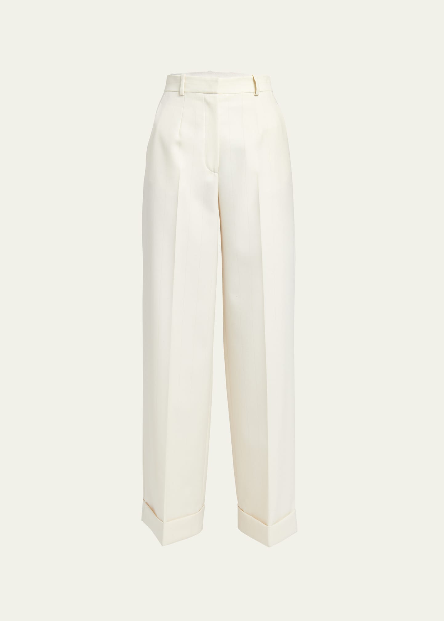 Loro Piana Bibal Textured Modern Wool Pants In F5a9 Nougat White