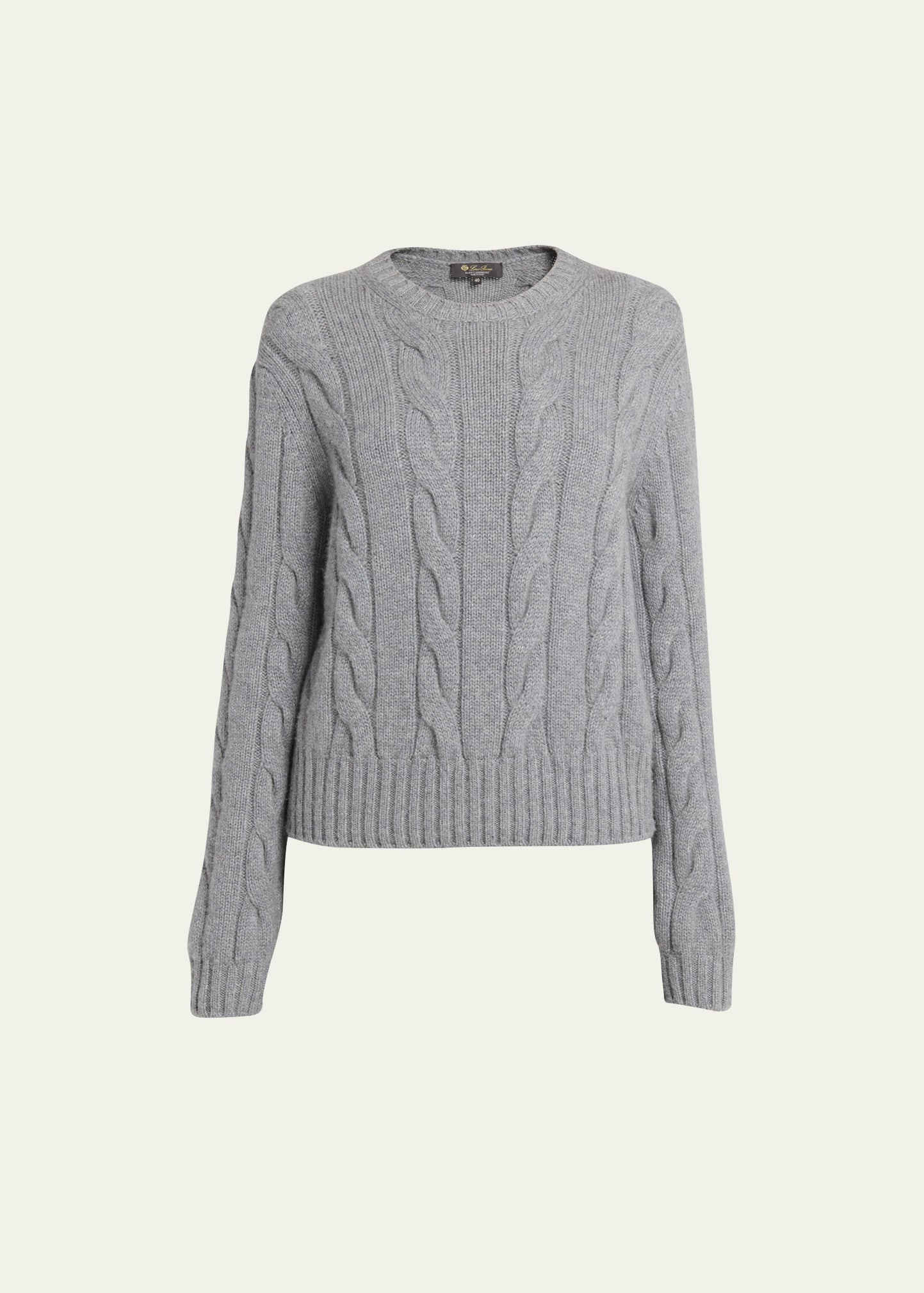 Loro Piana Napier Cashmere Cable-knit Sweater In Heather Grey