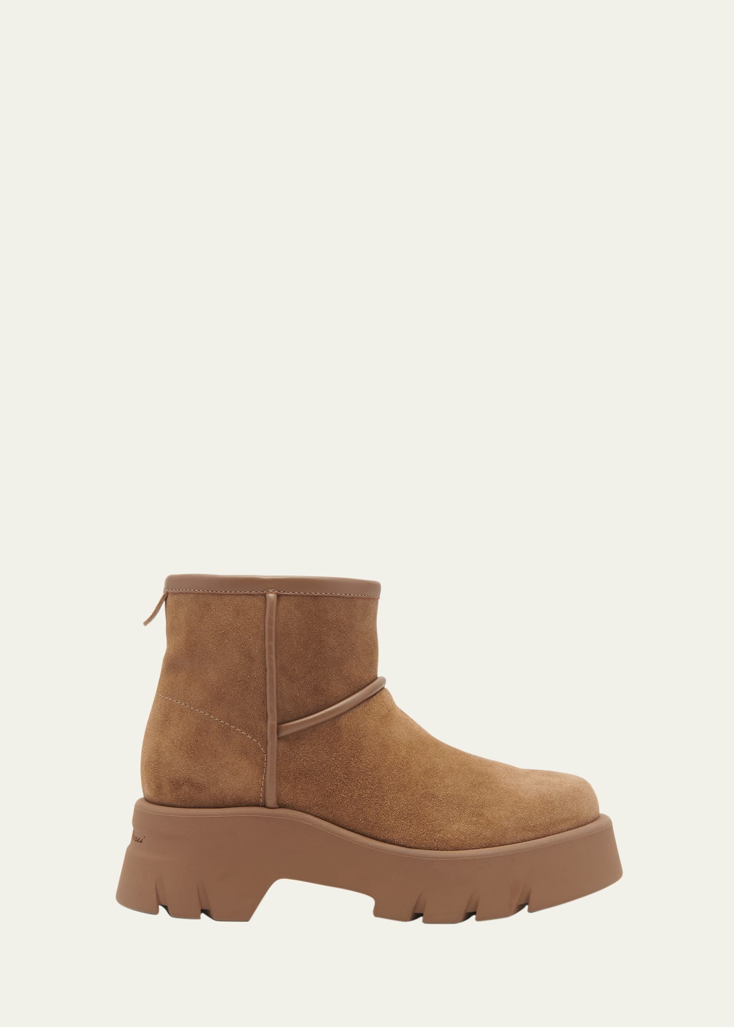Lug-Sole Suede Shearling-Lined Booties