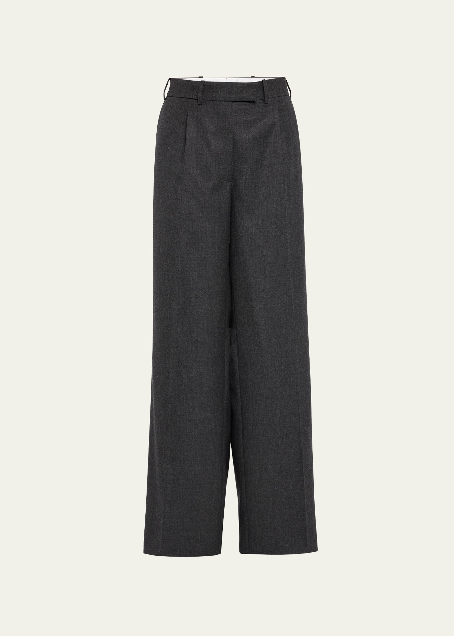 The Row Bremy Menswear-inspired Wool Pants In Beige Grey