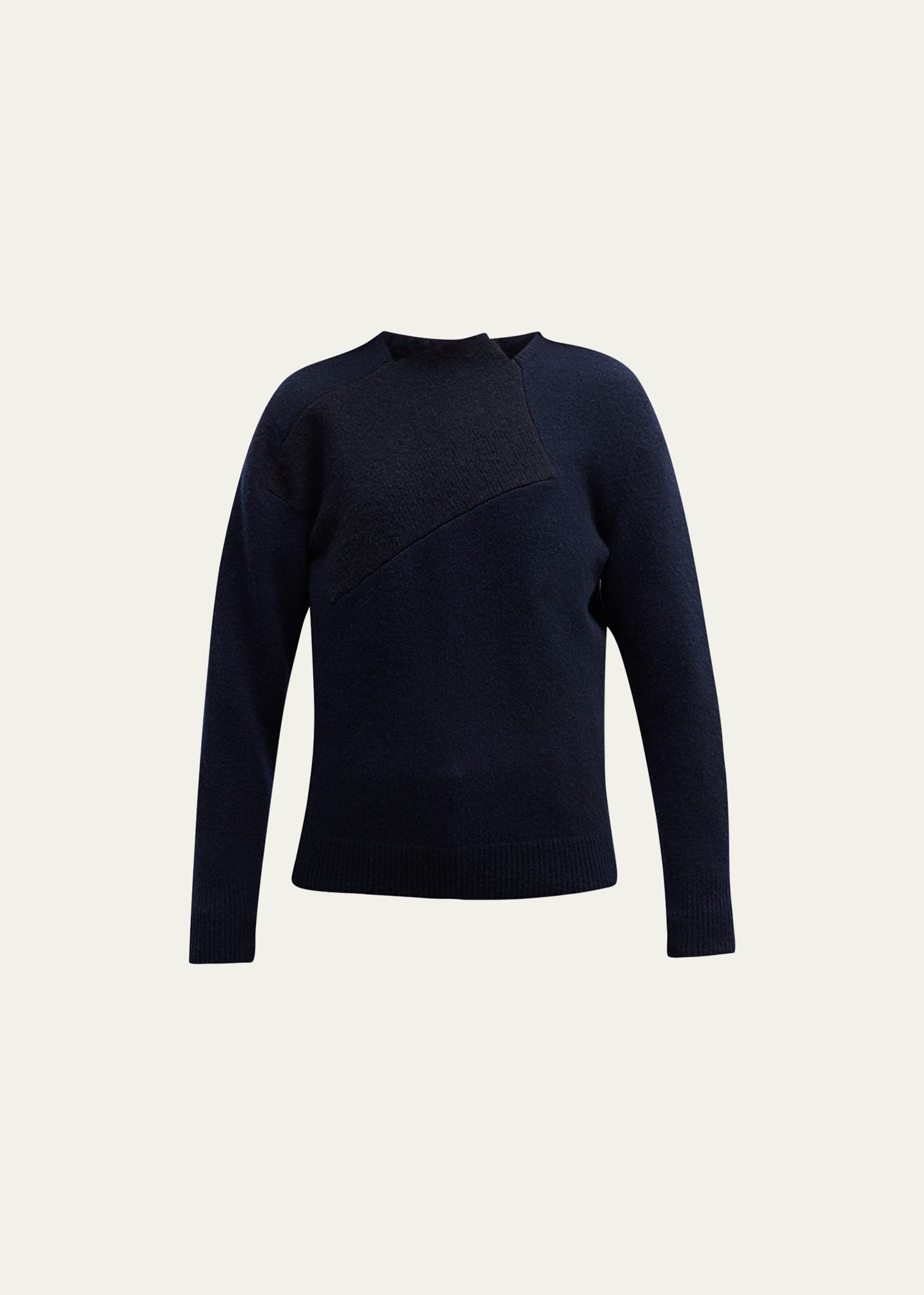 Shop The Row Enid Shrunken Wool Cashmere Top With Contrast Patch In Dark Navy