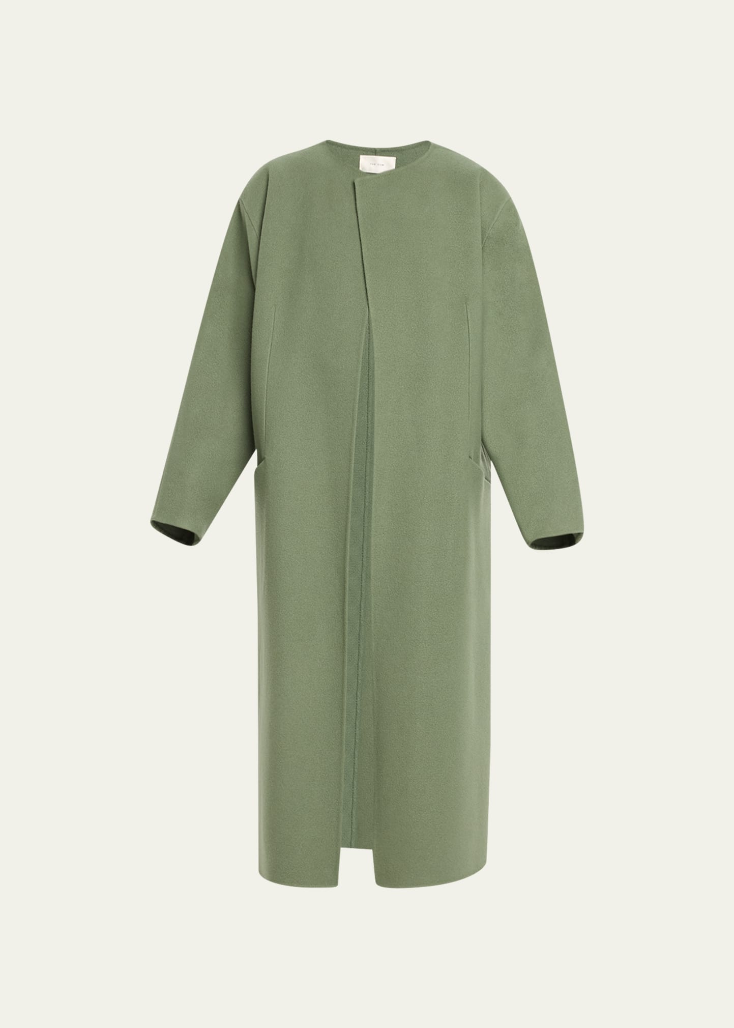 Shop The Row Priske Collarless Cashmere Coat In Fern Green