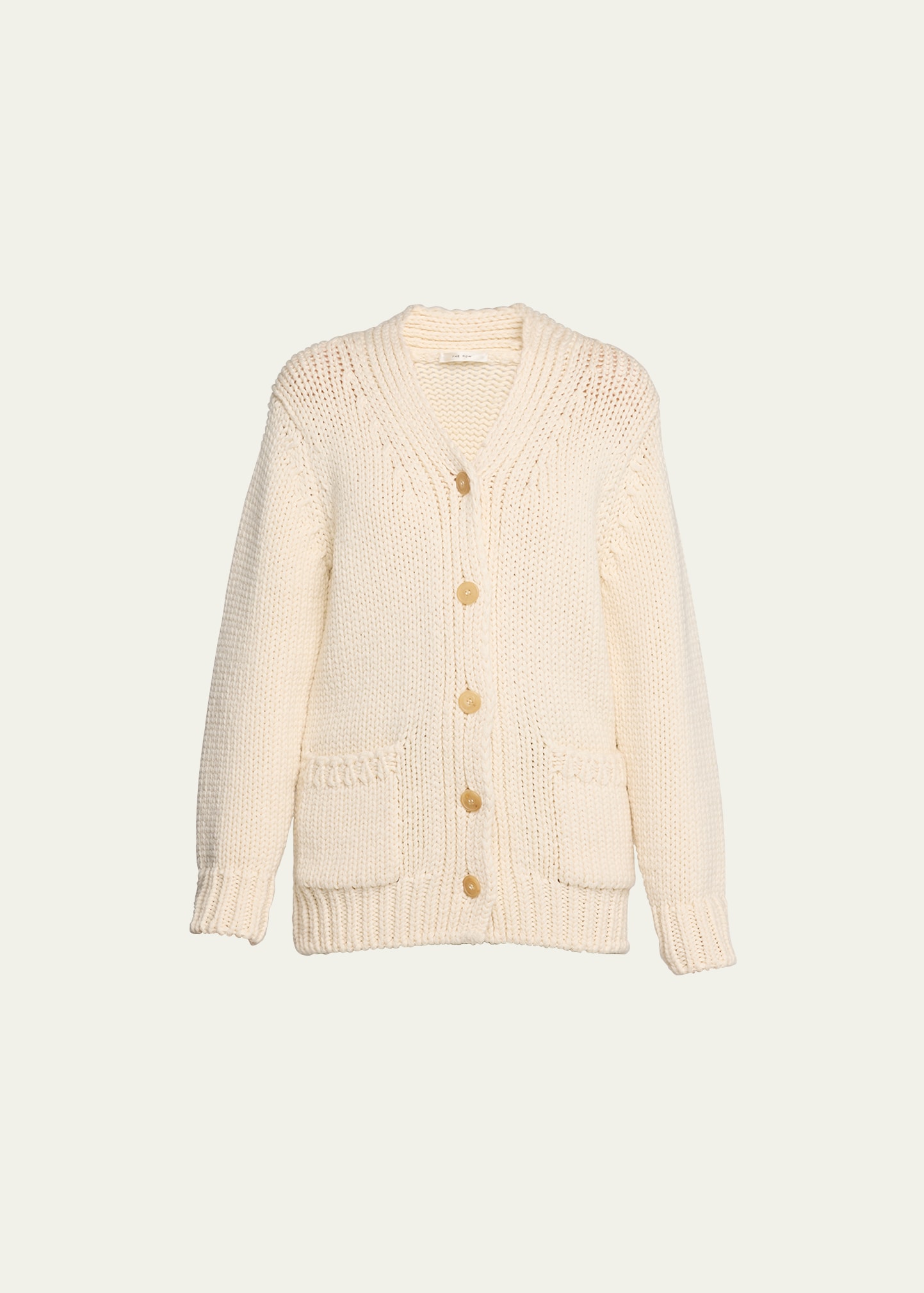 The Row Evesham Wool Button-front Cardigan In Light Shell