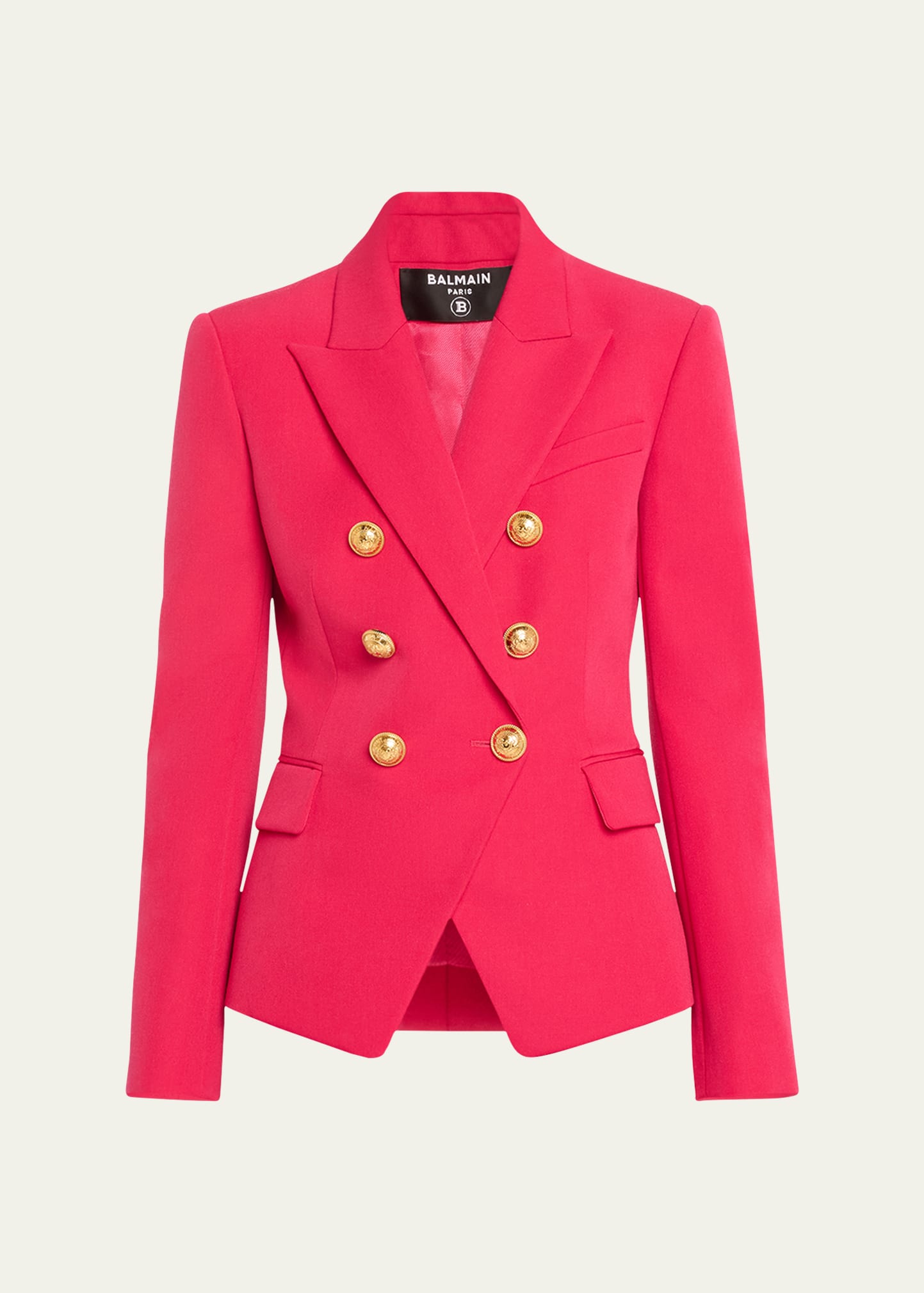 Balmain Wool Double-breasted Blazer In Fuschia