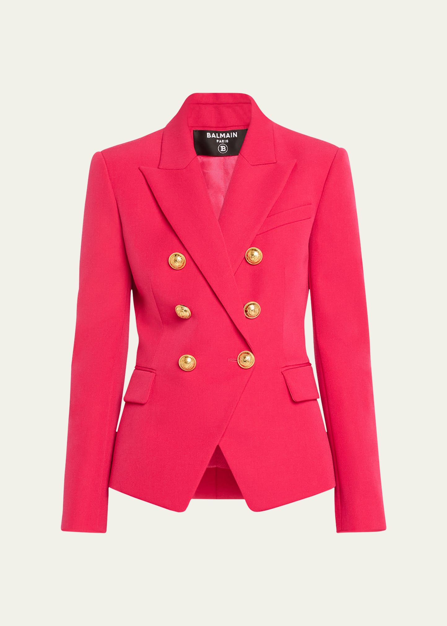 Balmain Classic Wool Blazer With Button Detail In Fuschia