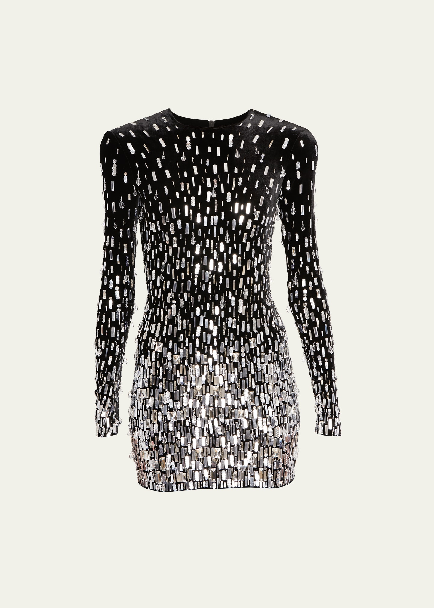 Shop Balmain Degrade Crystal Mini Dress In Black Crystal