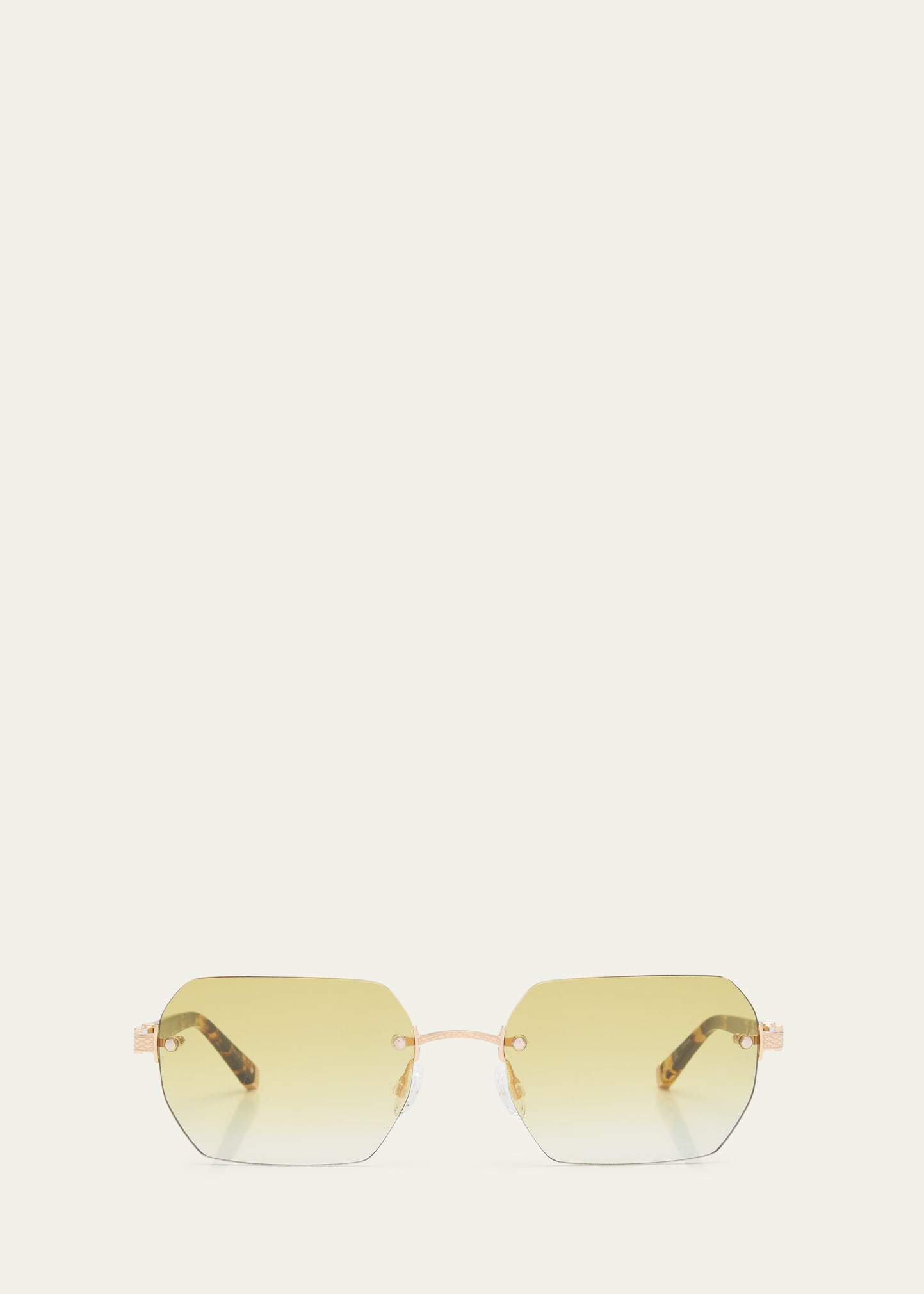 Shop Barton Perreira Men's Jude Rimless Rectangle Sunglasses In Heroine Chic/gold