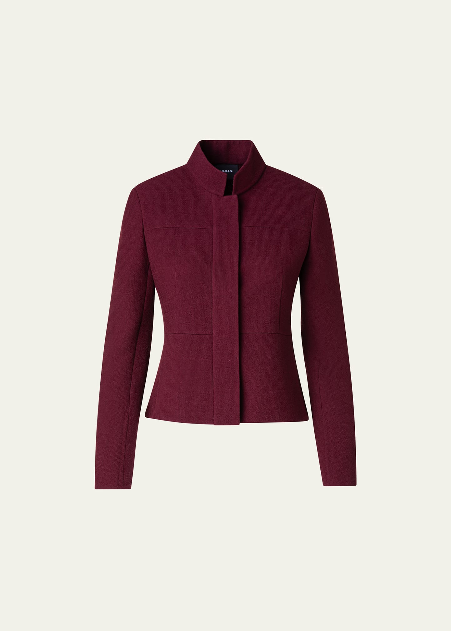 Akris Wool Crepe Tailored Short Jacket In Burgundy
