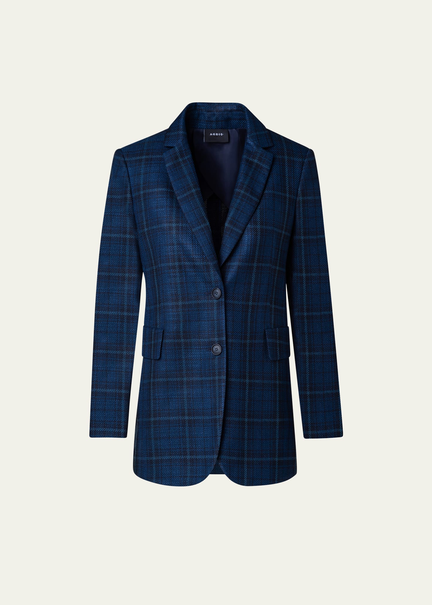 AKRIS GLENN PLAID SILK COTTON BLAZER