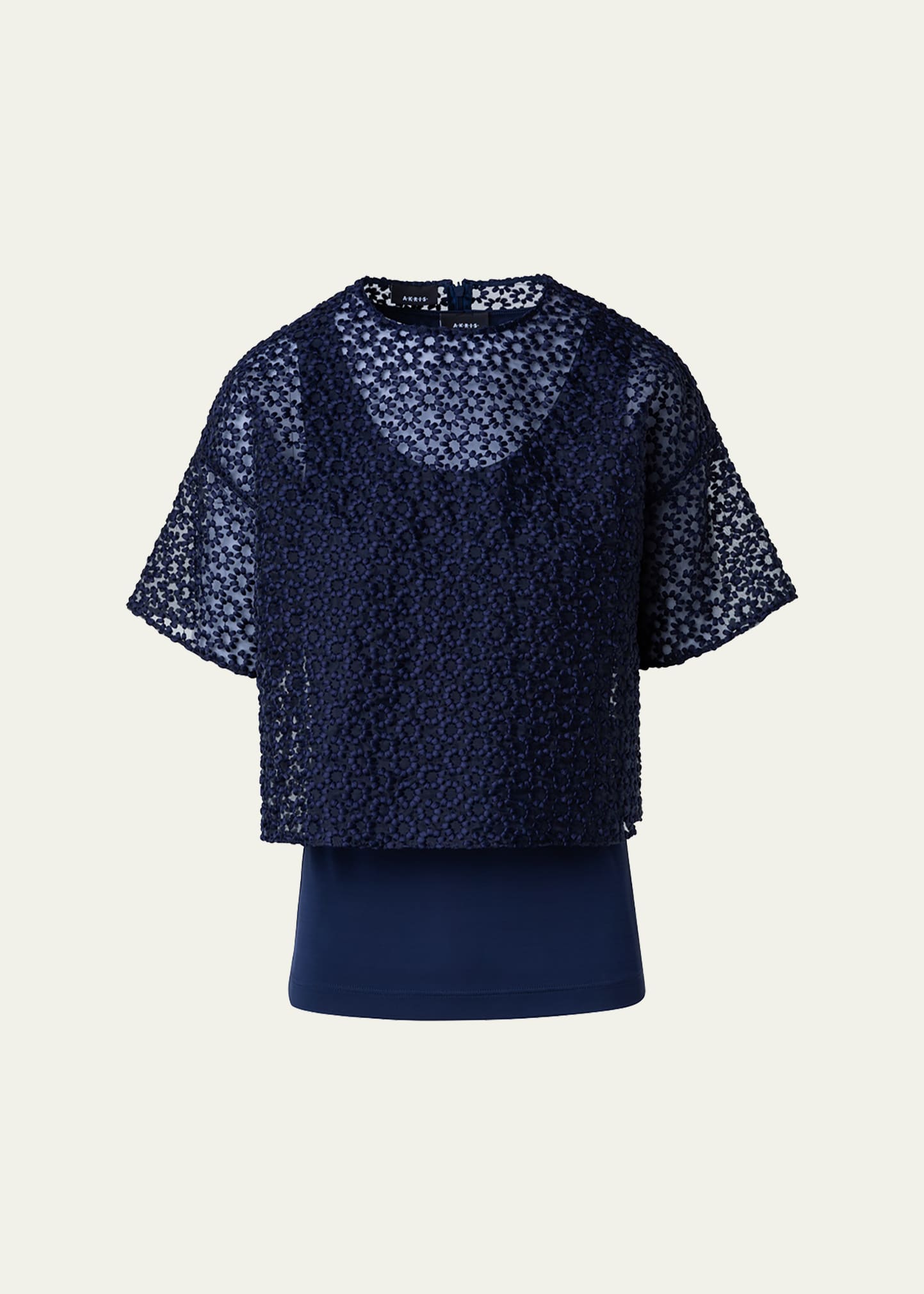 St. Gallen Embroidered Organza Cropped Blouse