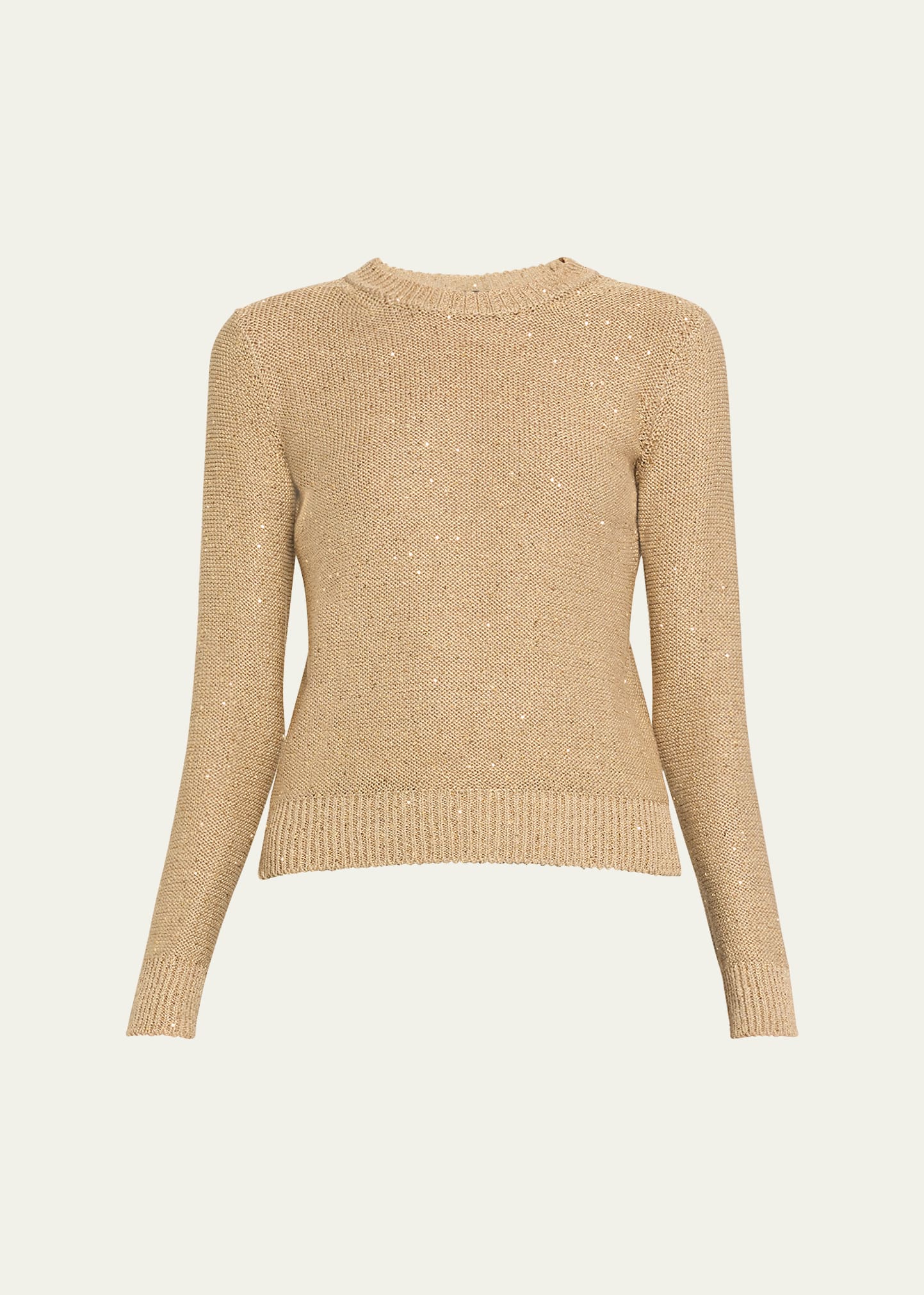Akris Linen Cotton Knit Pullover With Sequins In Brown
