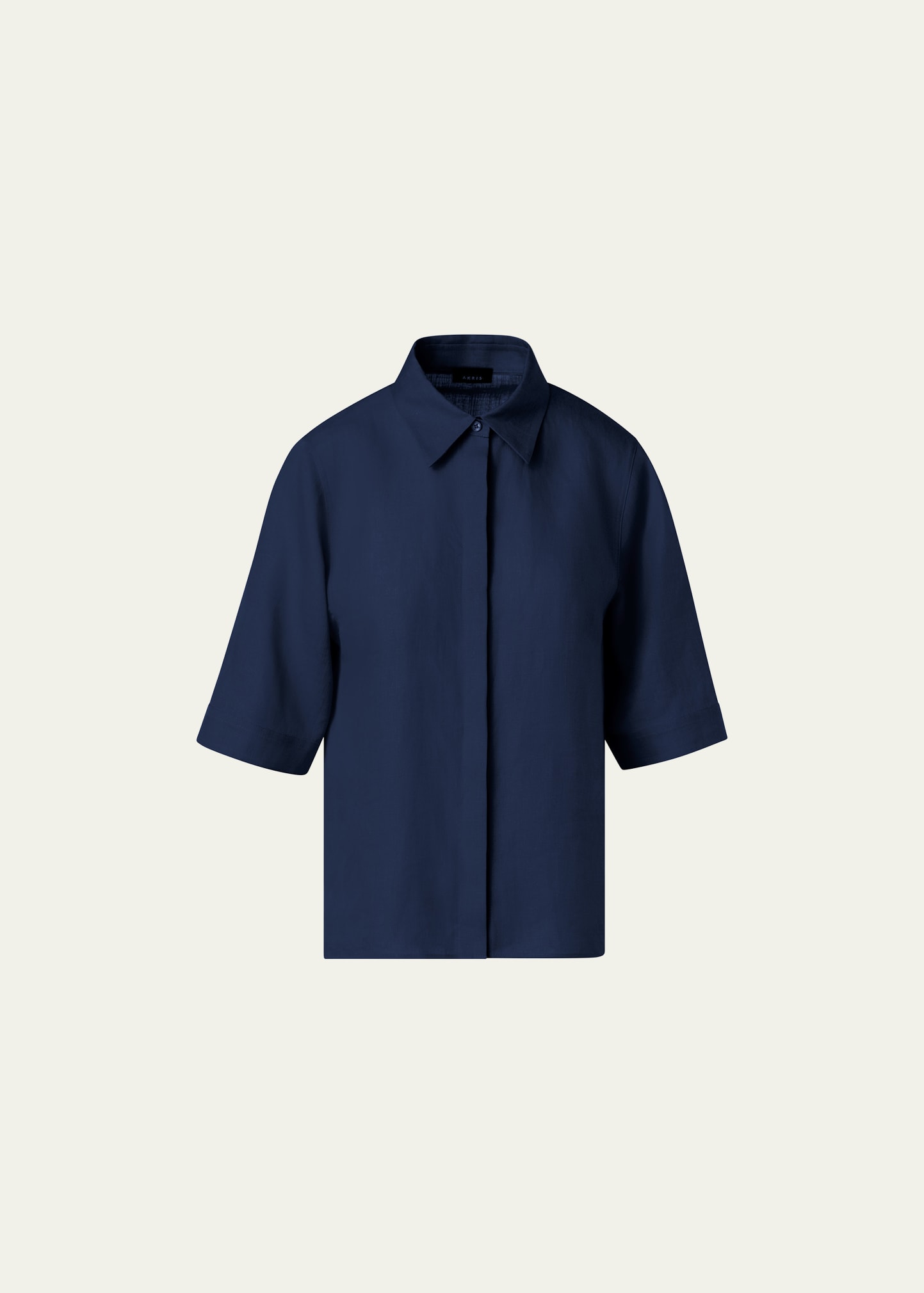 Linen Voile Collared Boxy Shirt