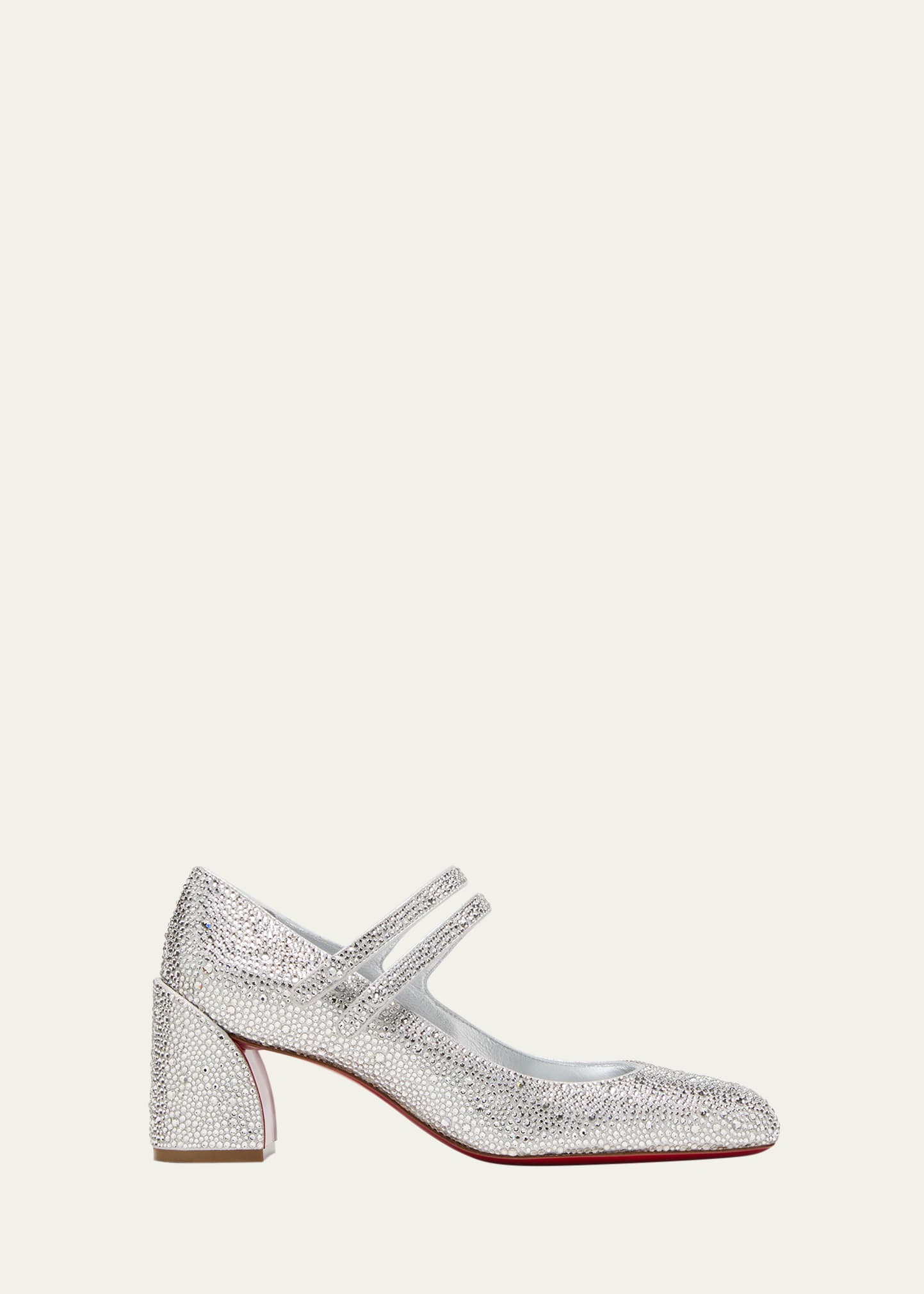 Shop Christian Louboutin Miss Jane Crystal Red Sole Double-buckle Pumps In Crystal/silver