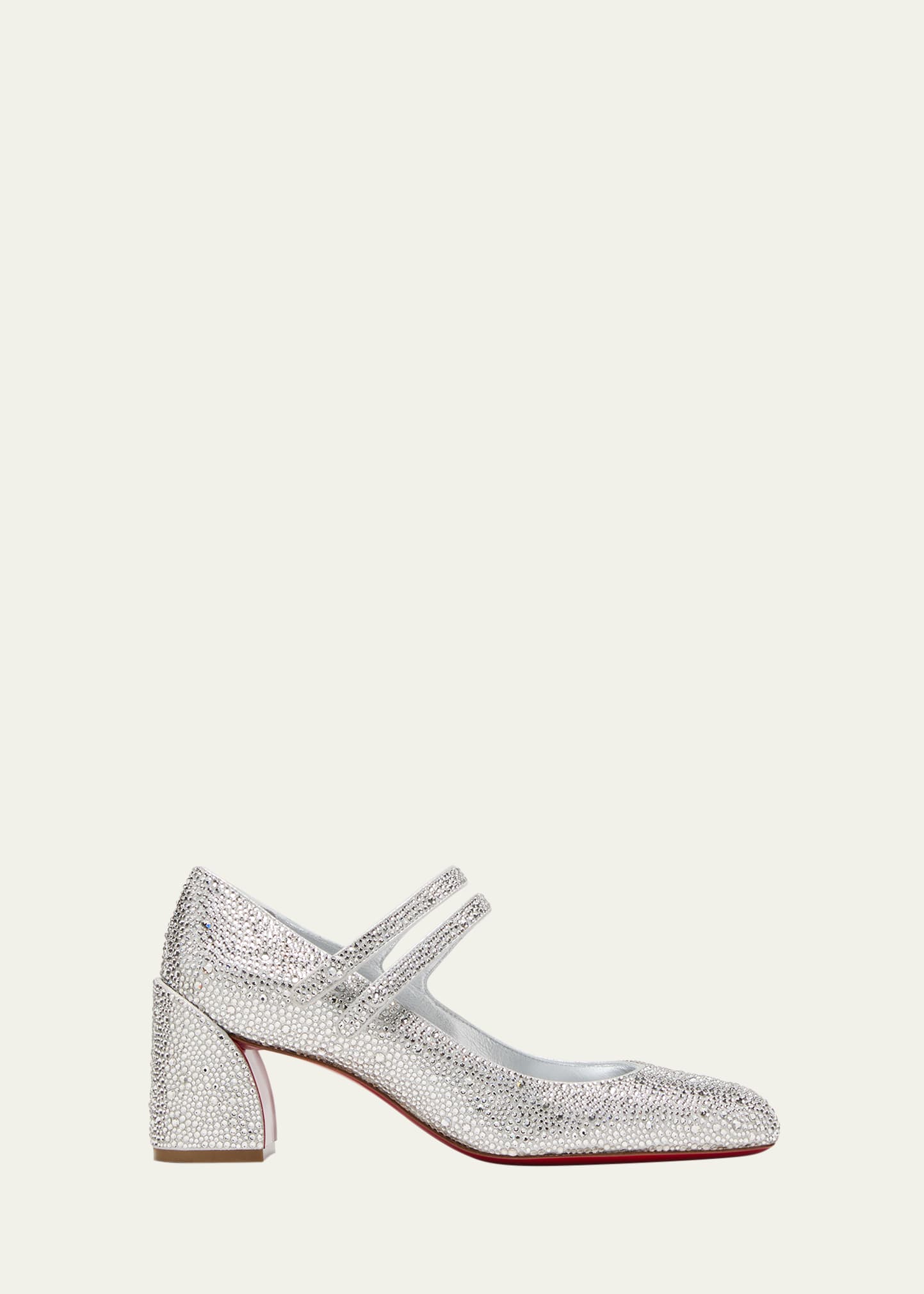 Christian Louboutin Miss Jane Strass 55 Crystal-embellished Suede Pumps In Crystal/silver