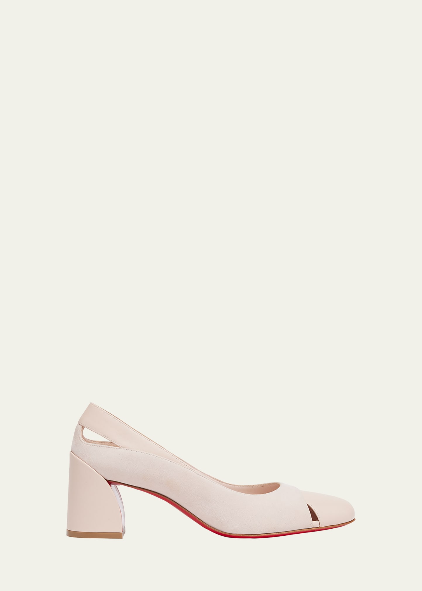 Christian Louboutin Miss Duvette Mixed Leather Red Sole Pumps In Leche