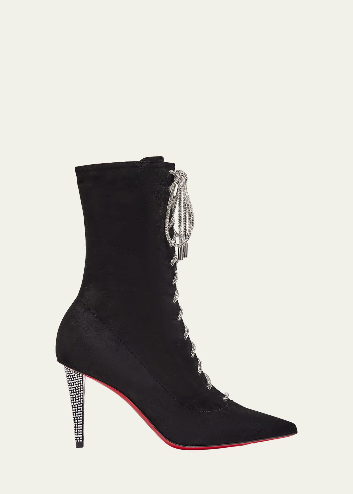 Christian Louboutin Astrid Suede Lace-up Red Sole Booties In Black