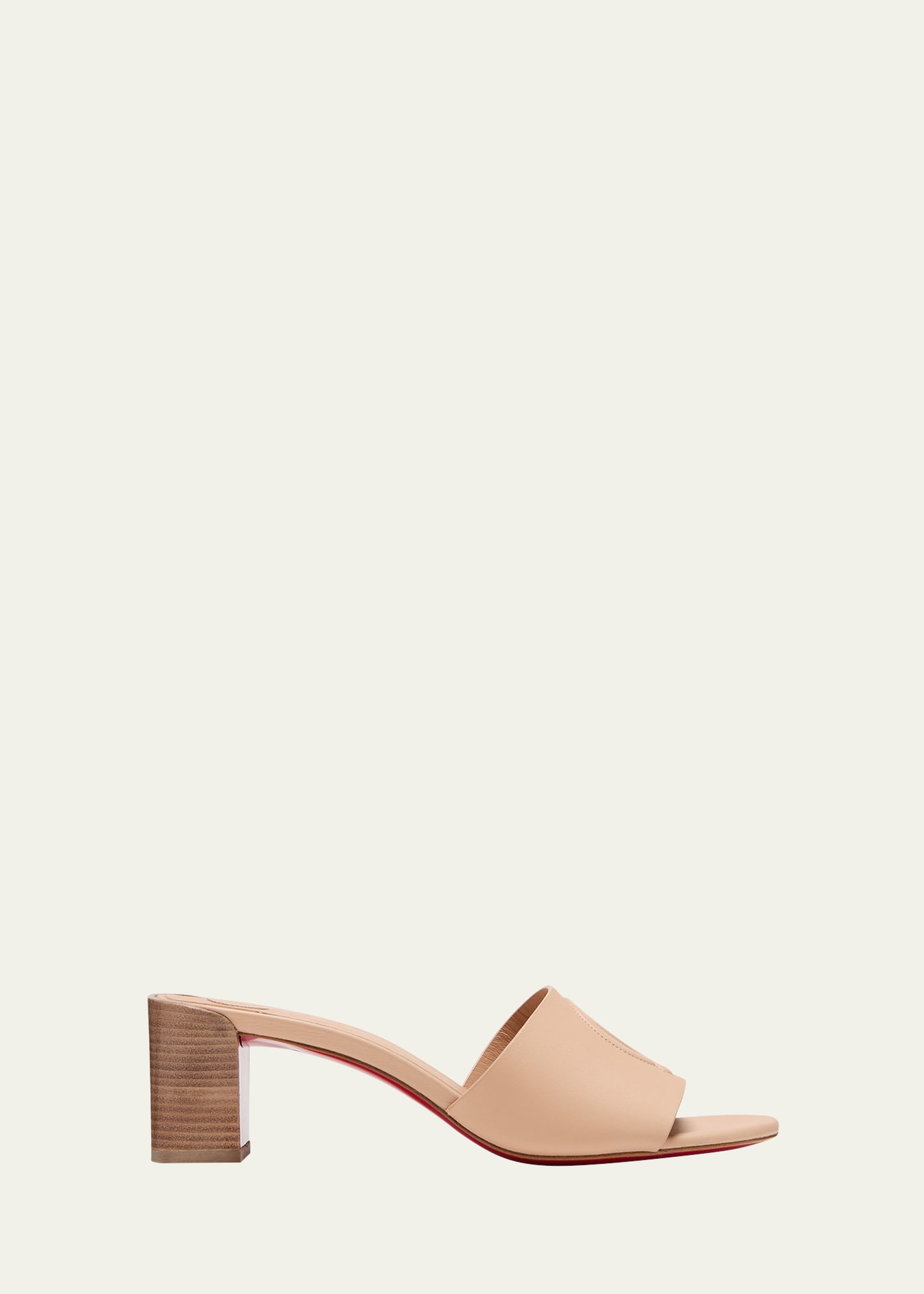 Christian Louboutin Leather Logo Red Sole Mule Sandals In Leche