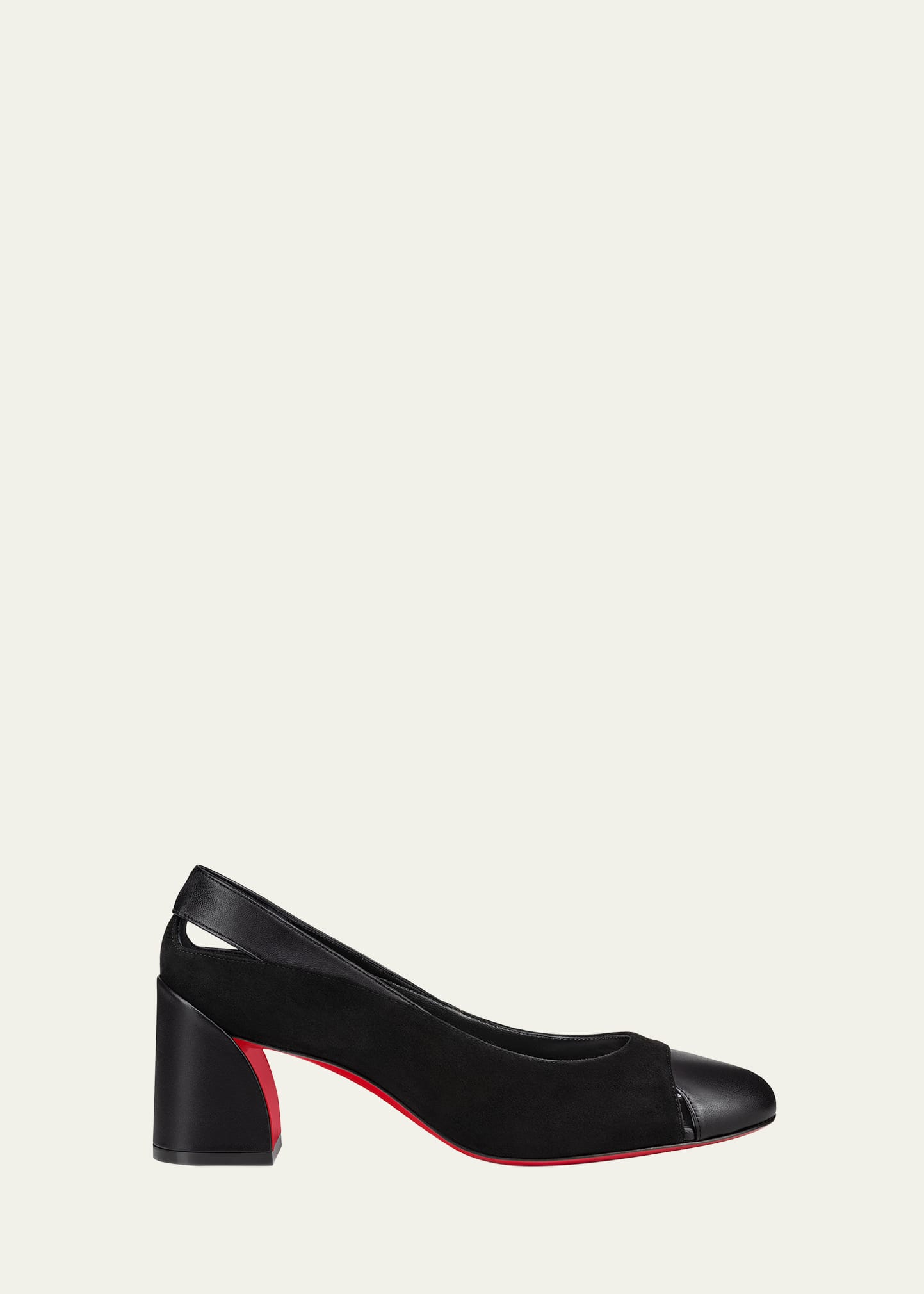 CHRISTIAN LOUBOUTIN MISS DUVETTE MIXED LEATHER RED SOLE PUMPS