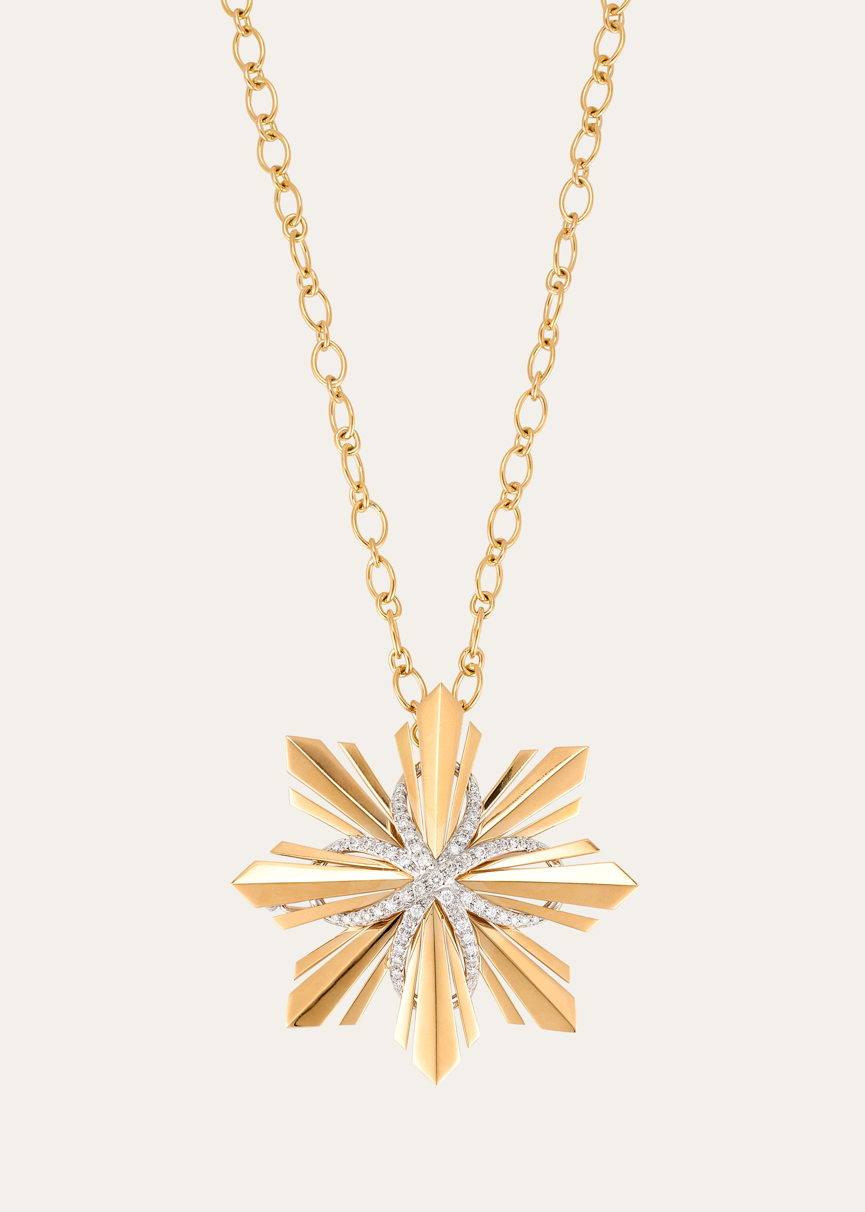18k Yellow Gold, Platinum, and Diamond Etoile Convertible Pendant Necklace