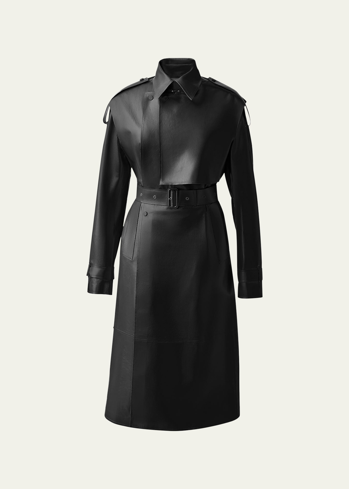 Mackage Adriana Belted Leather Trench Coat In Black