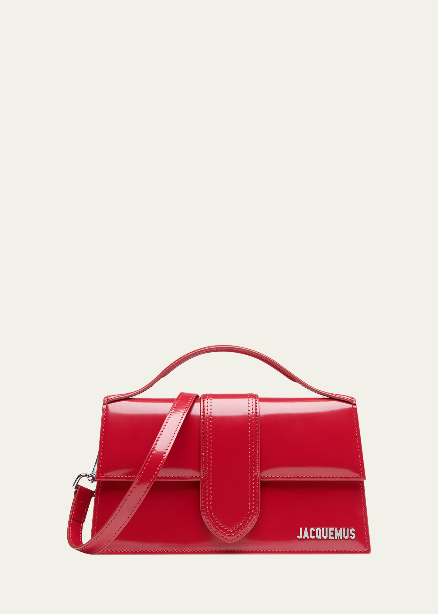 Jacquemus Schultertasche Le Grand Bambino Aus Lackleder In Red