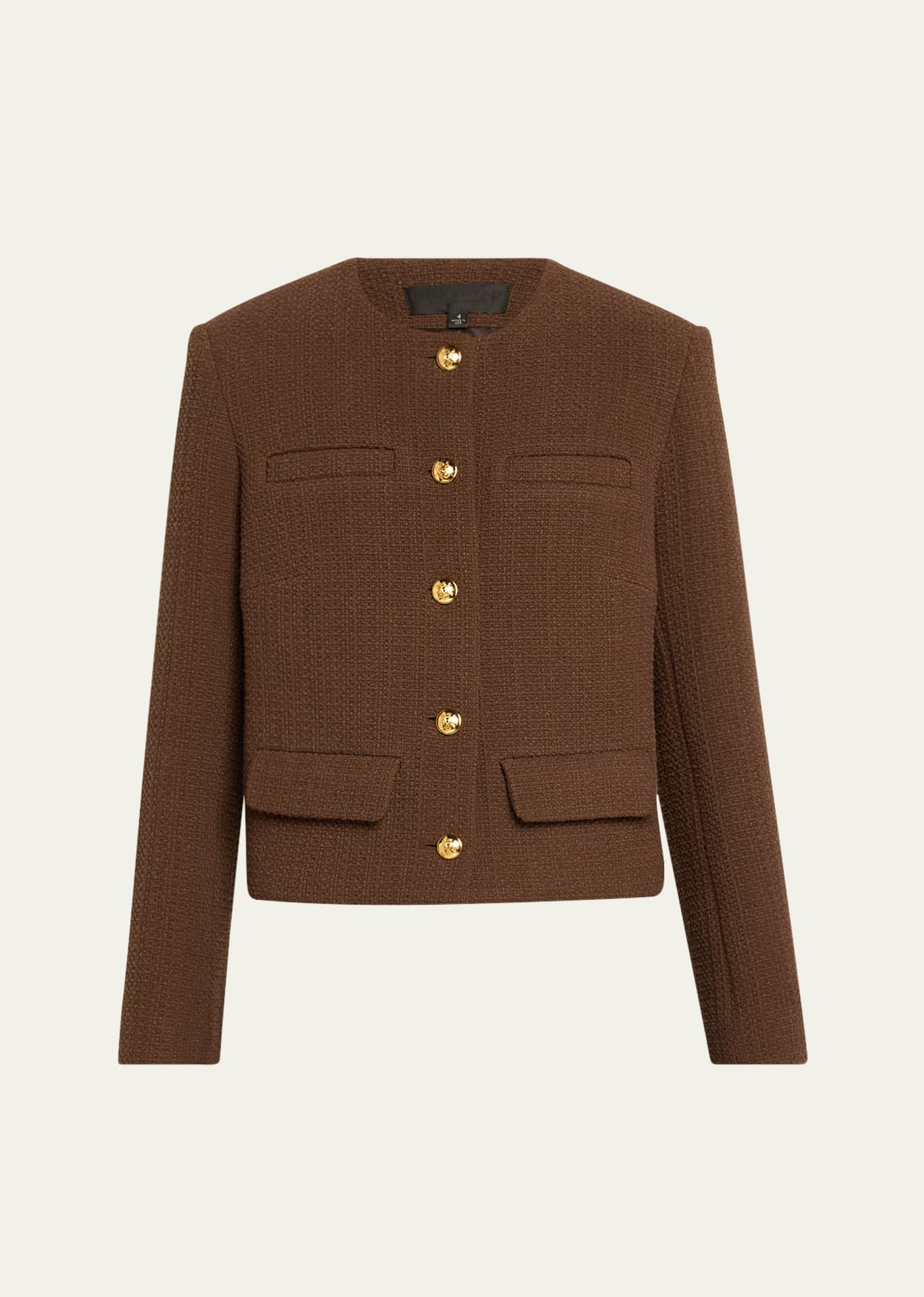Nili Lotan Paige Cotton Blend Tweed Jacket In Espresso