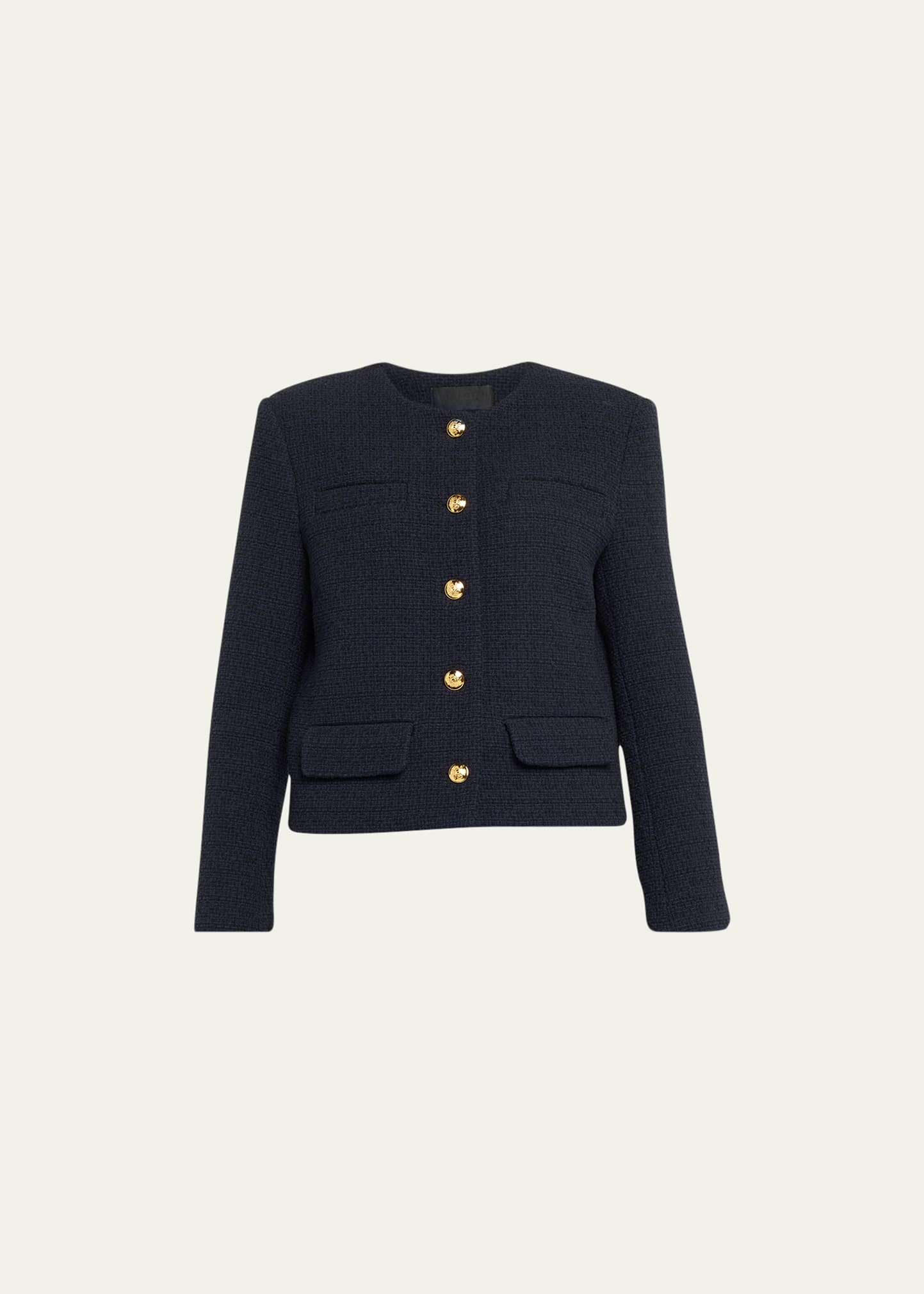 Nili Lotan Paige Tweed Boucle Jacket In Dark Navy