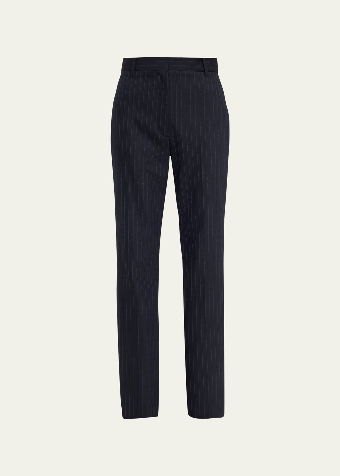 Nili Lotan Corette Stretch-wool Straight-leg Pants In Navy Pin Stripe