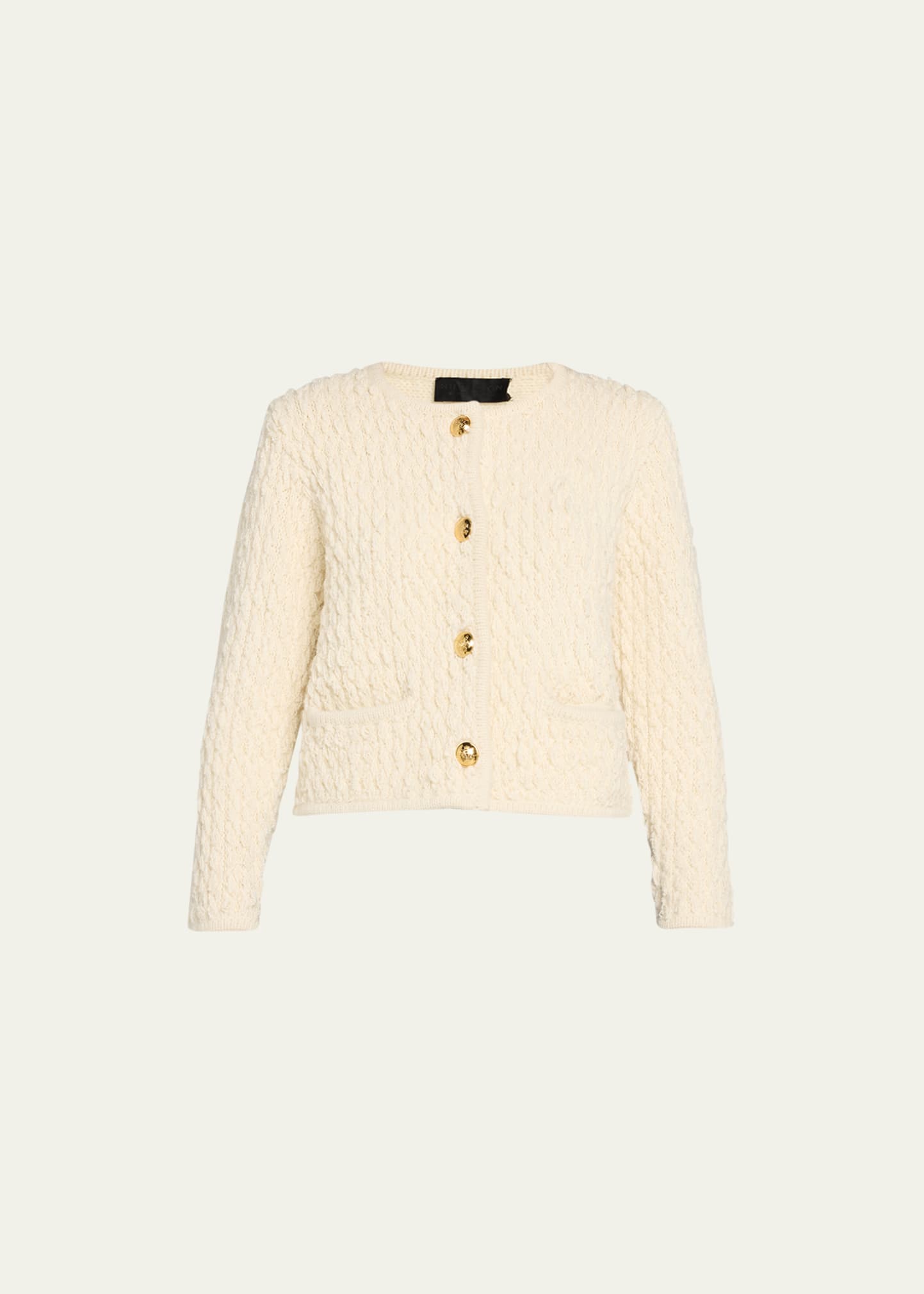 Nili Lotan Bridget Wool Knit Short Jacket In Ivory