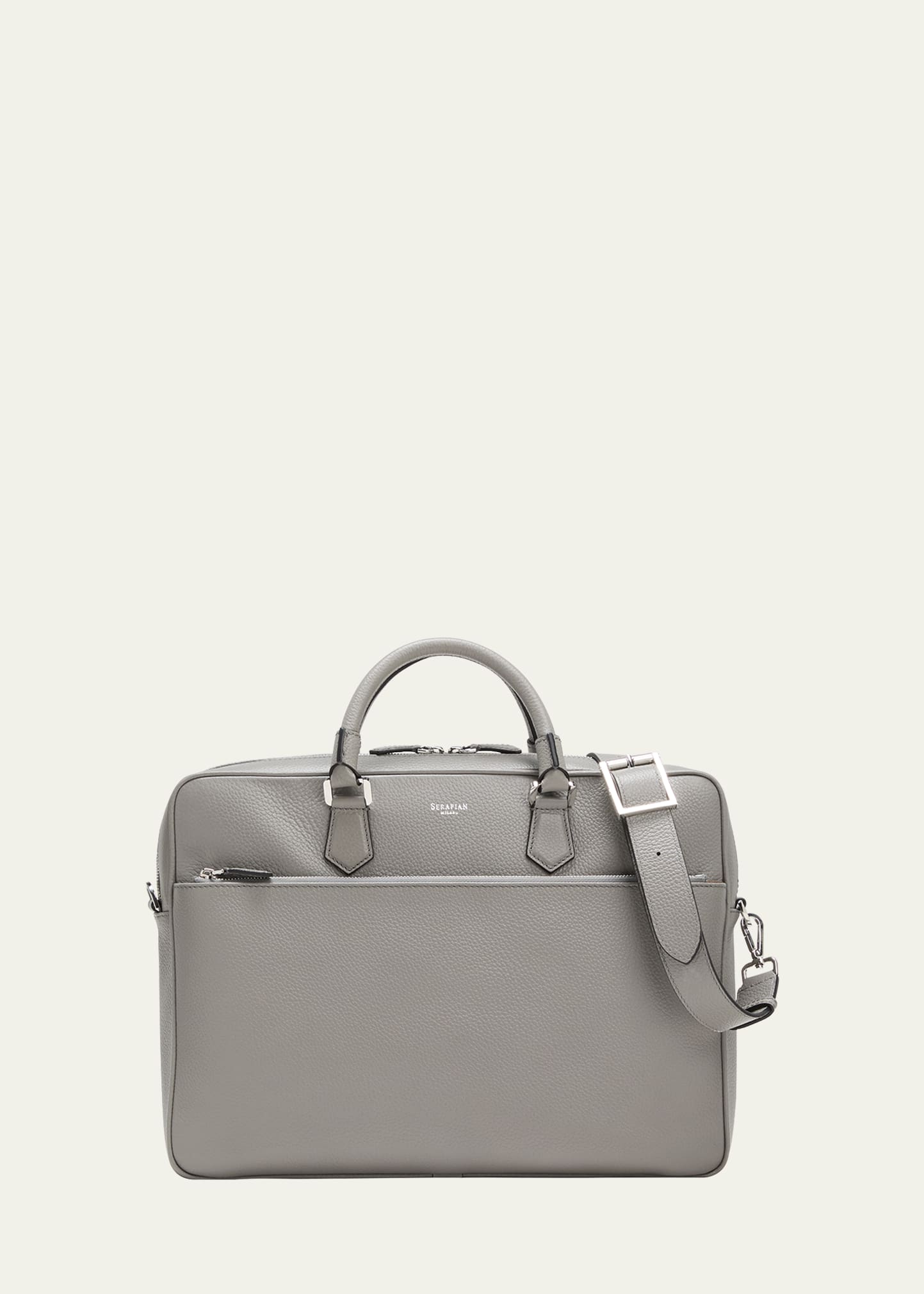 Serapian Men's Slim Briefcase In Cachemire Leather In Neutral