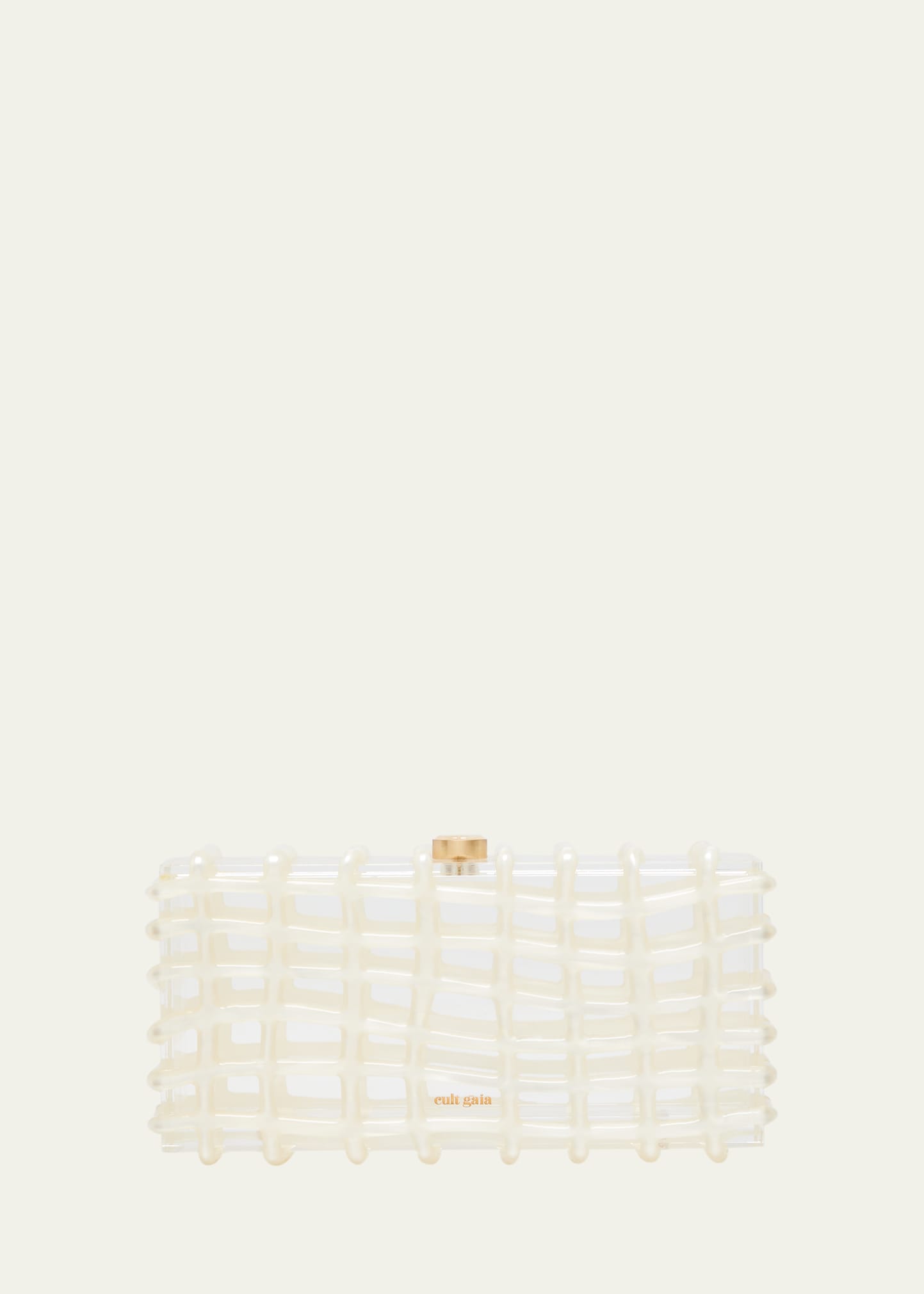 Cult Gaia Rina Caged Clear Clutch Bag In Ivory