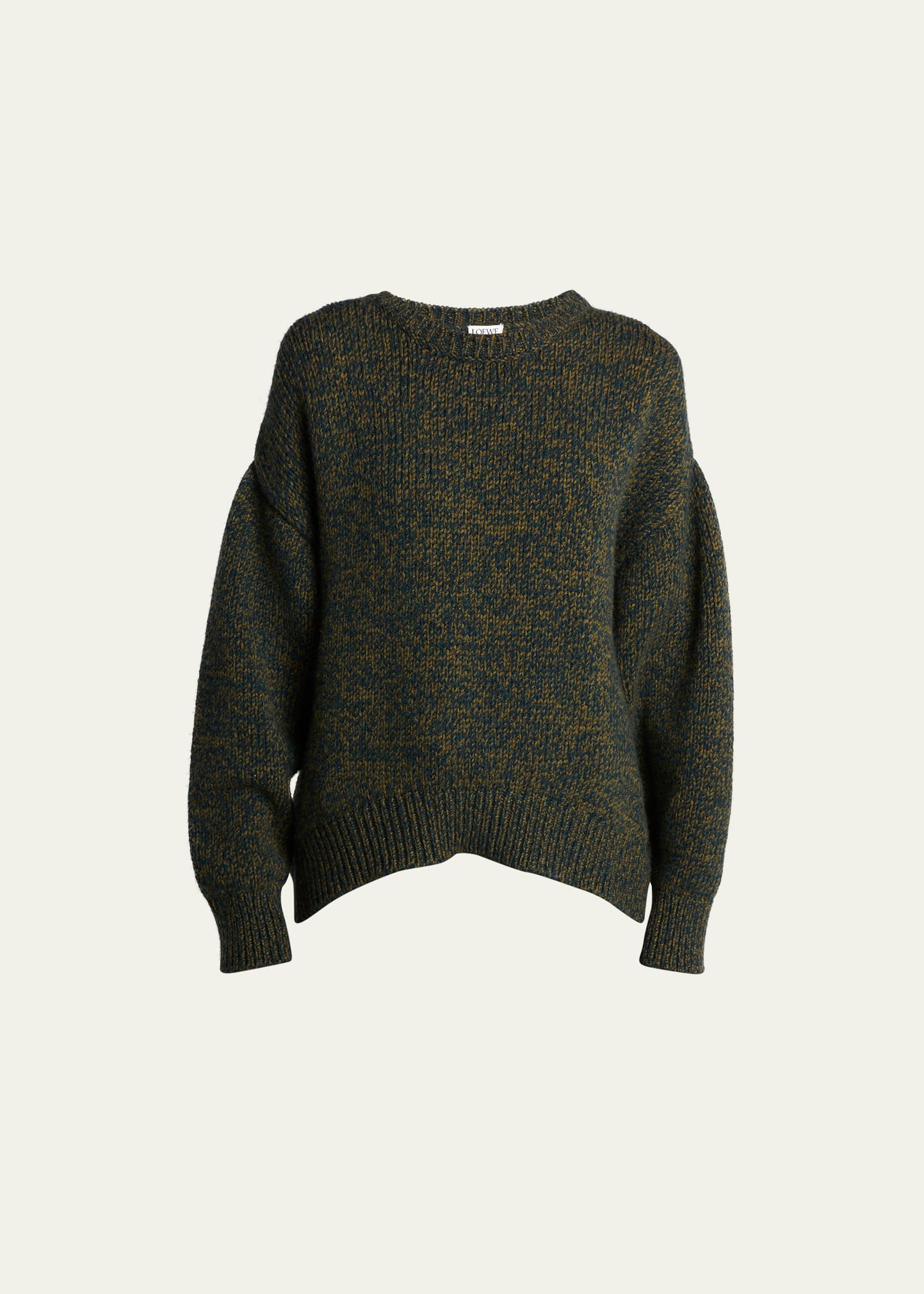 Shop Loewe Wool Melange Open-back Sweater In Khaki Gree