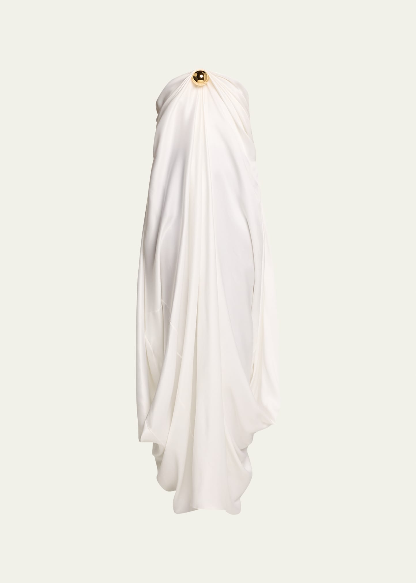 Loewe Strapless Embellished Silk-satin Maxi Dress In Optic Whit