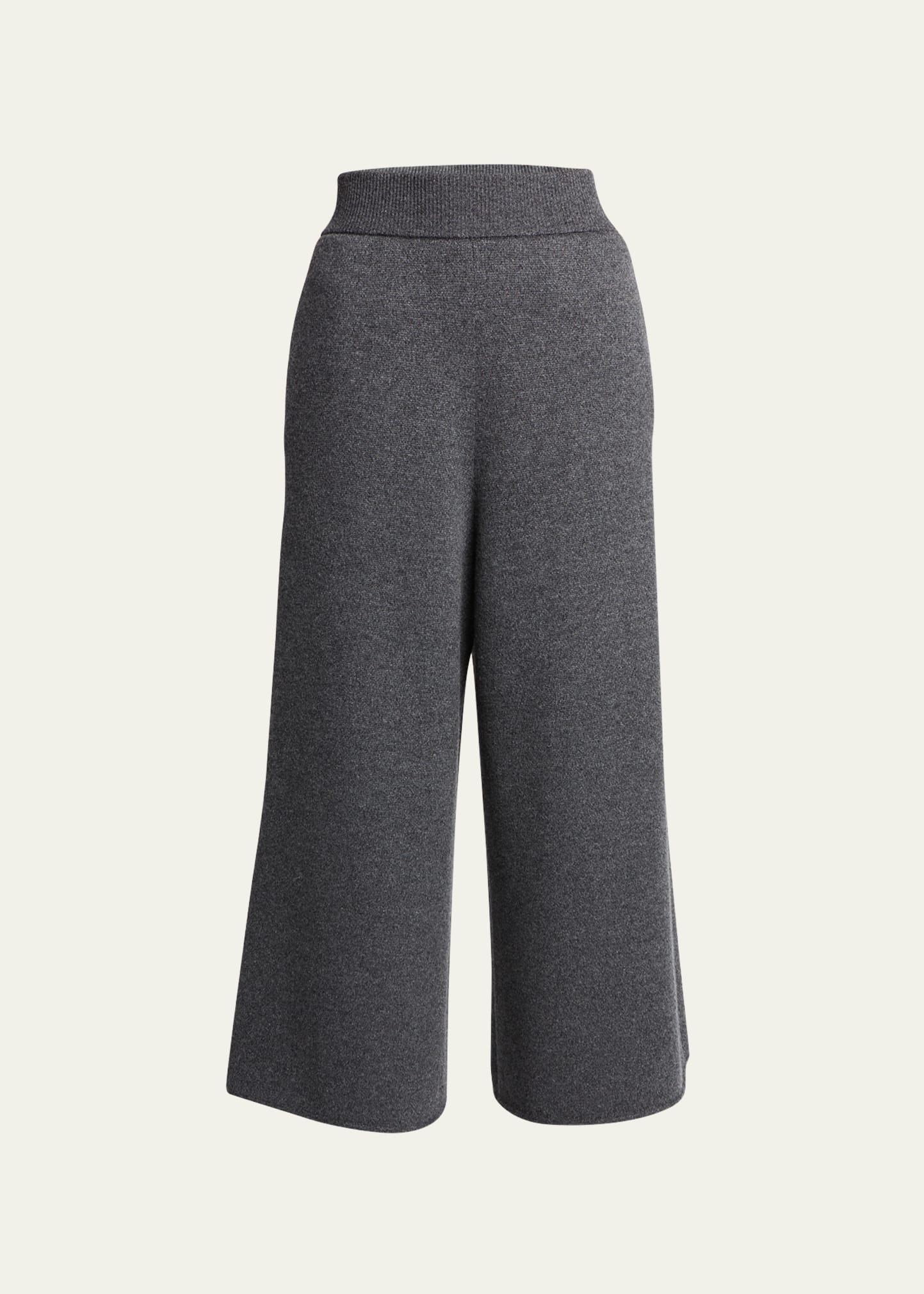 Loewe Cropped Cashmere Wide-leg Trousers In Dark Grey