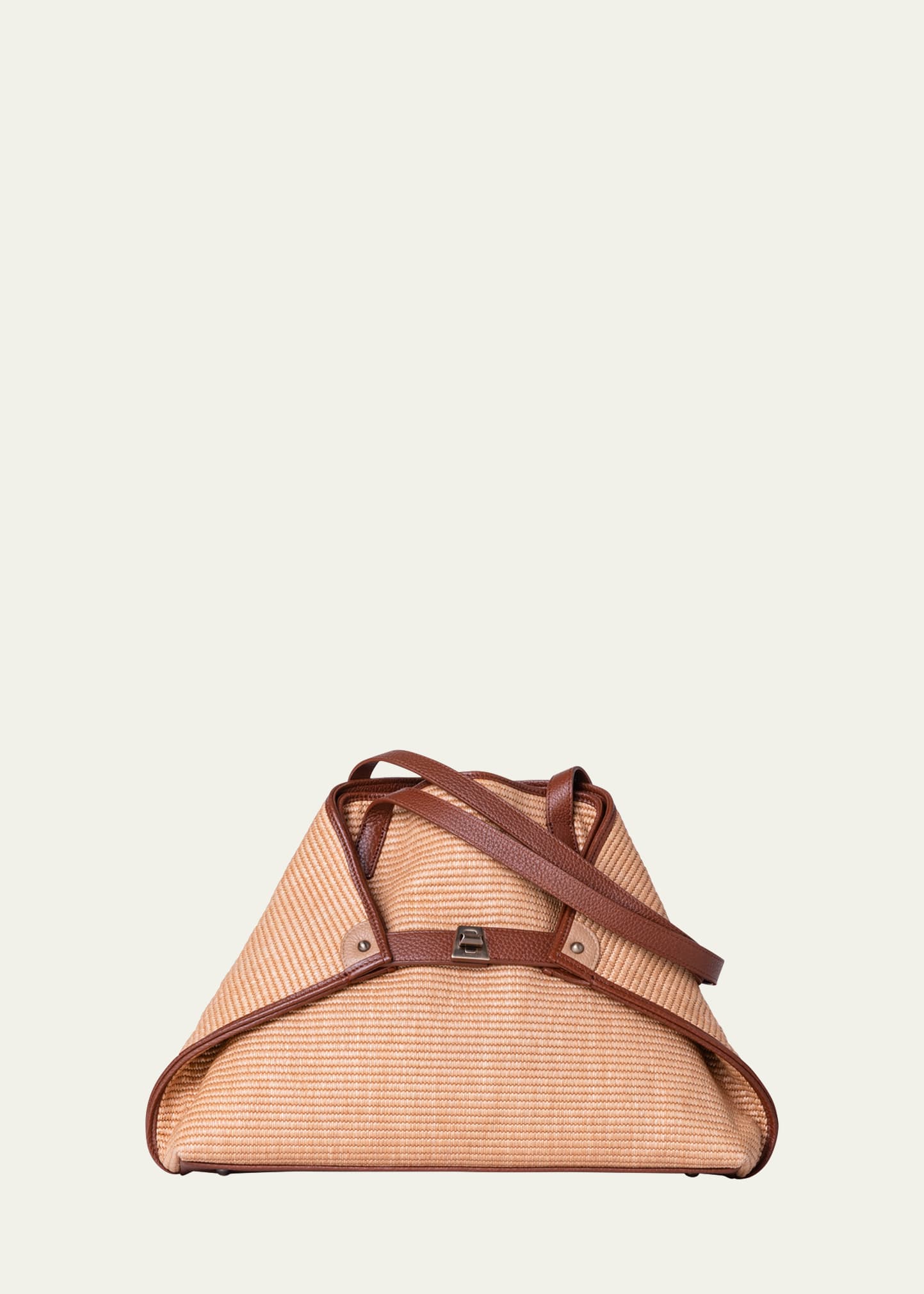 Akris Ai Small Raffia Shoulder Bag In 441 Camelcaramel