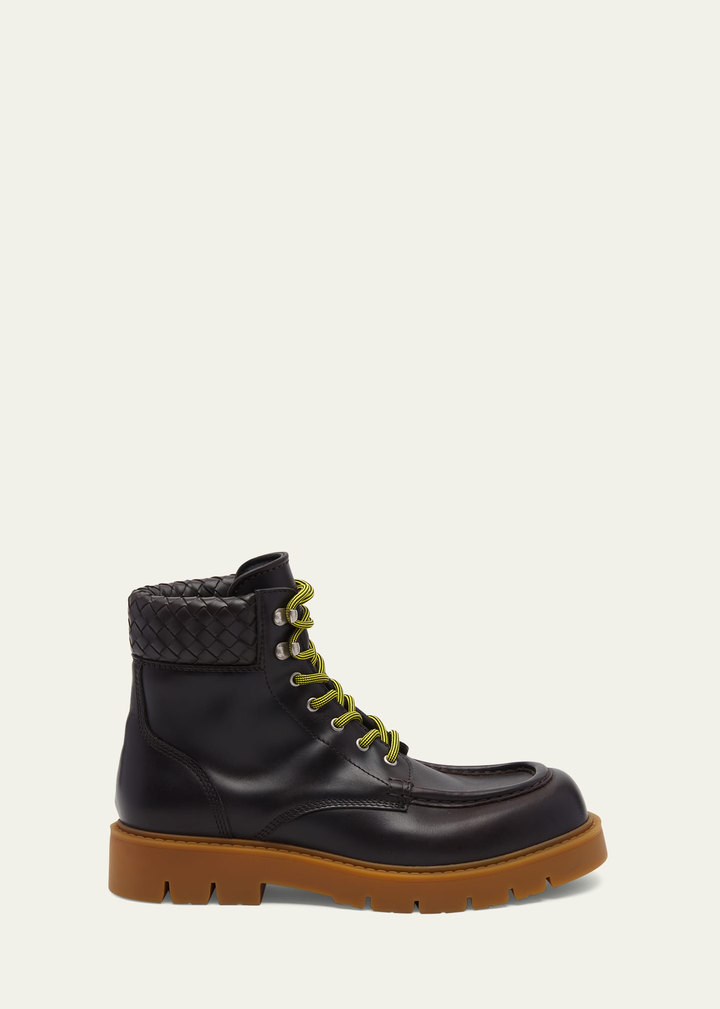 Bottega Veneta Men's Haddock Leather Lace-up Boots In Fondant-rubber