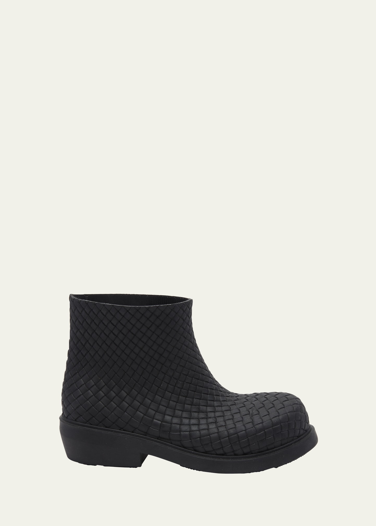 Shop Bottega Veneta Men's Fireman Intreccio Rubber Ankle Boots In Black