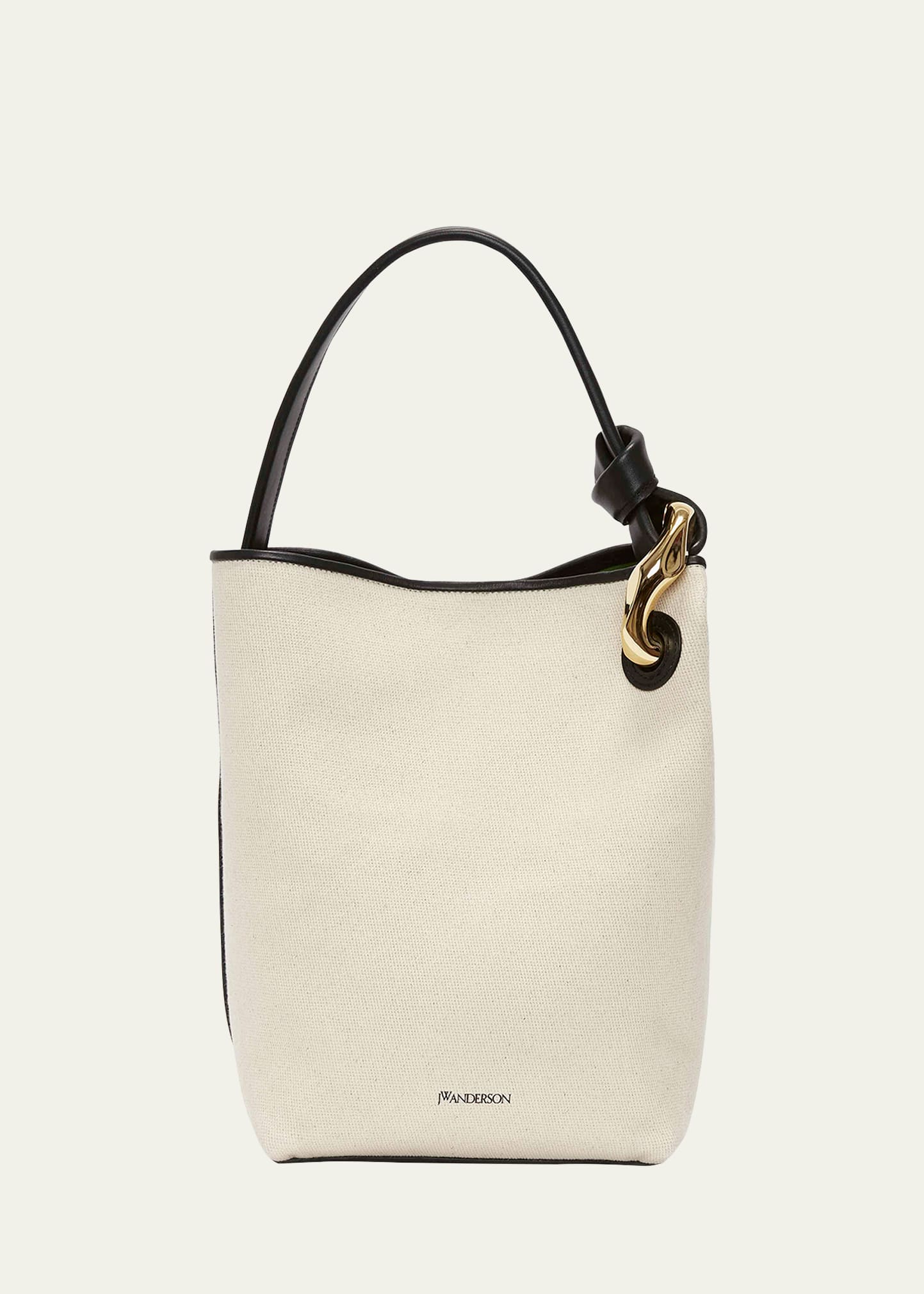 Shop Jw Anderson Twill Canvas Chain Bucket Bag In 106 Natural