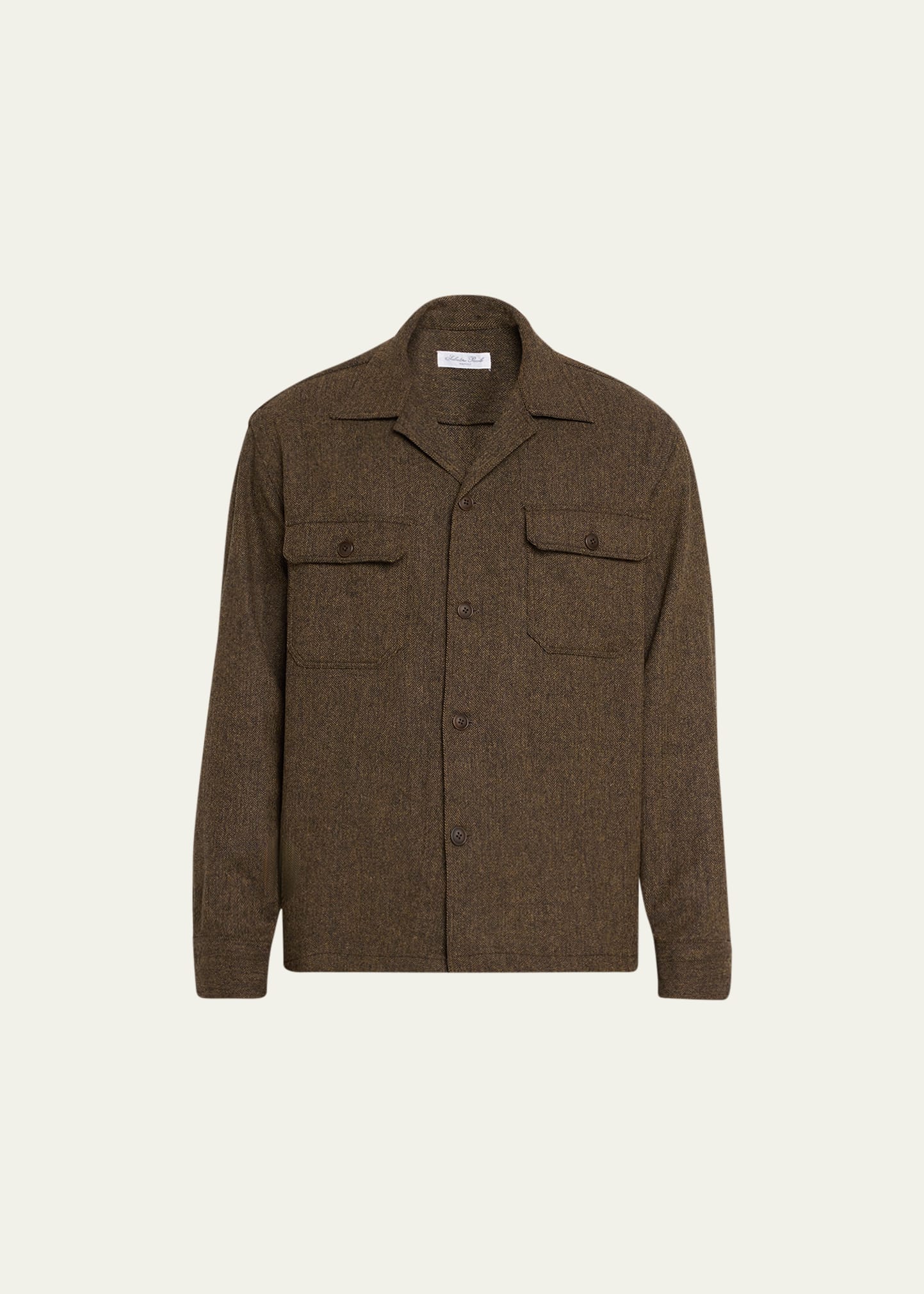 Salvatore Piccolo Men's Herringbone Shirt Jacket In Brown