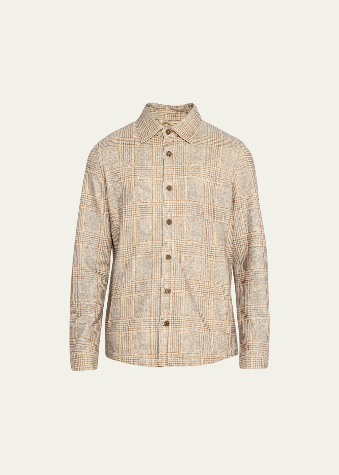 Men's Plaid Raw-Edge Cashmere Overshirt