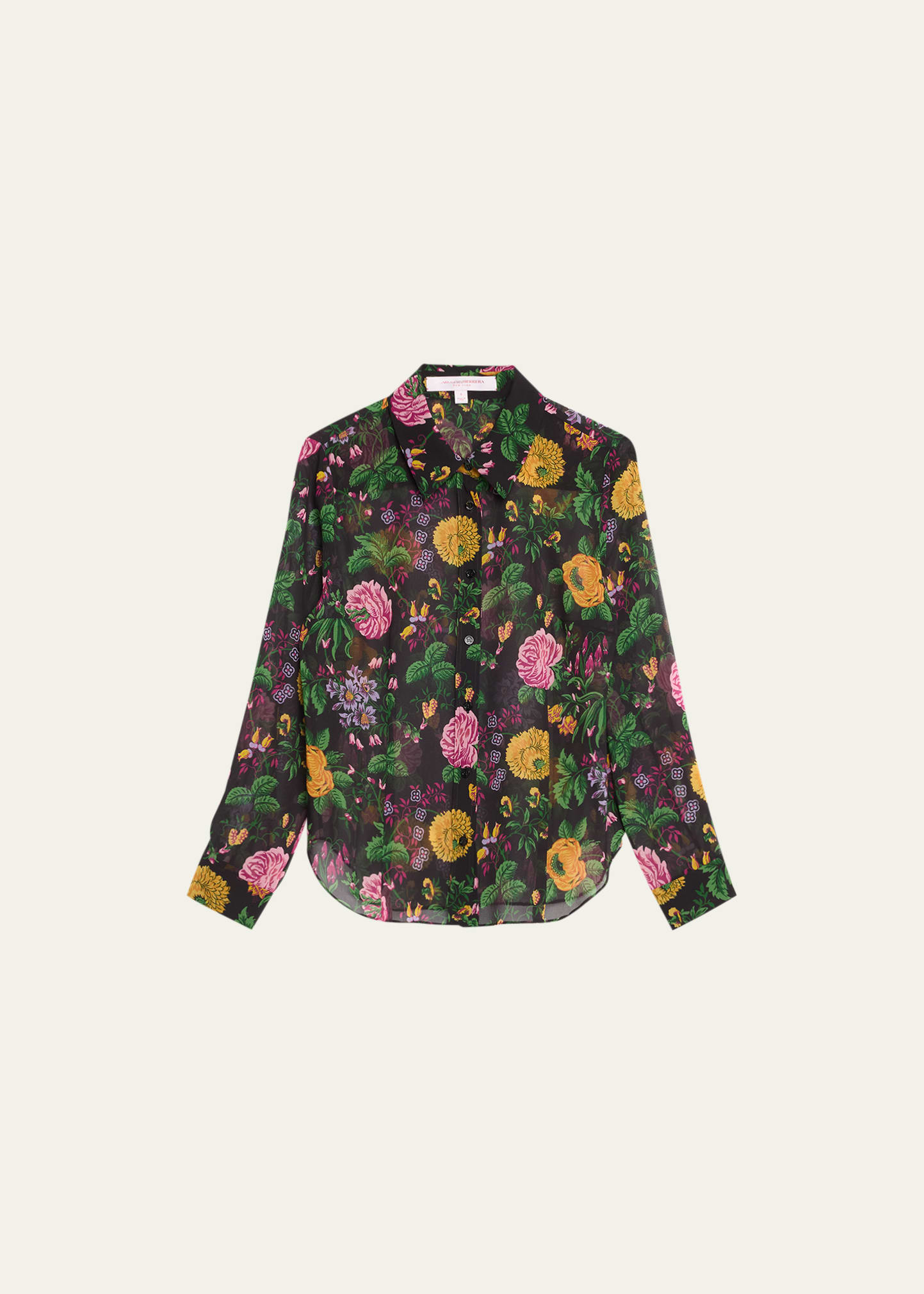 Sheer Floral Print Button-Front Shirt