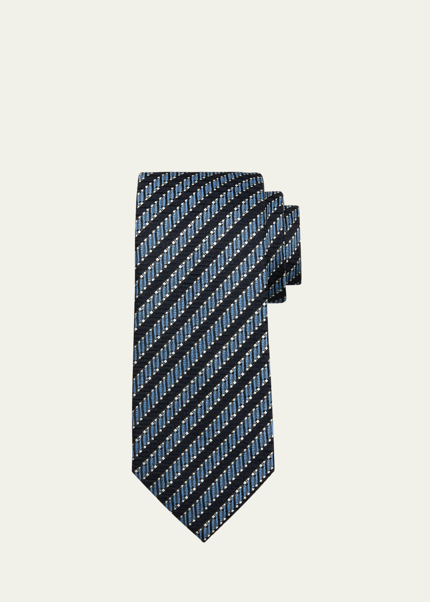 Zegna Men's Silk-wool Jacquard Stripe Tie In Br Blustrp