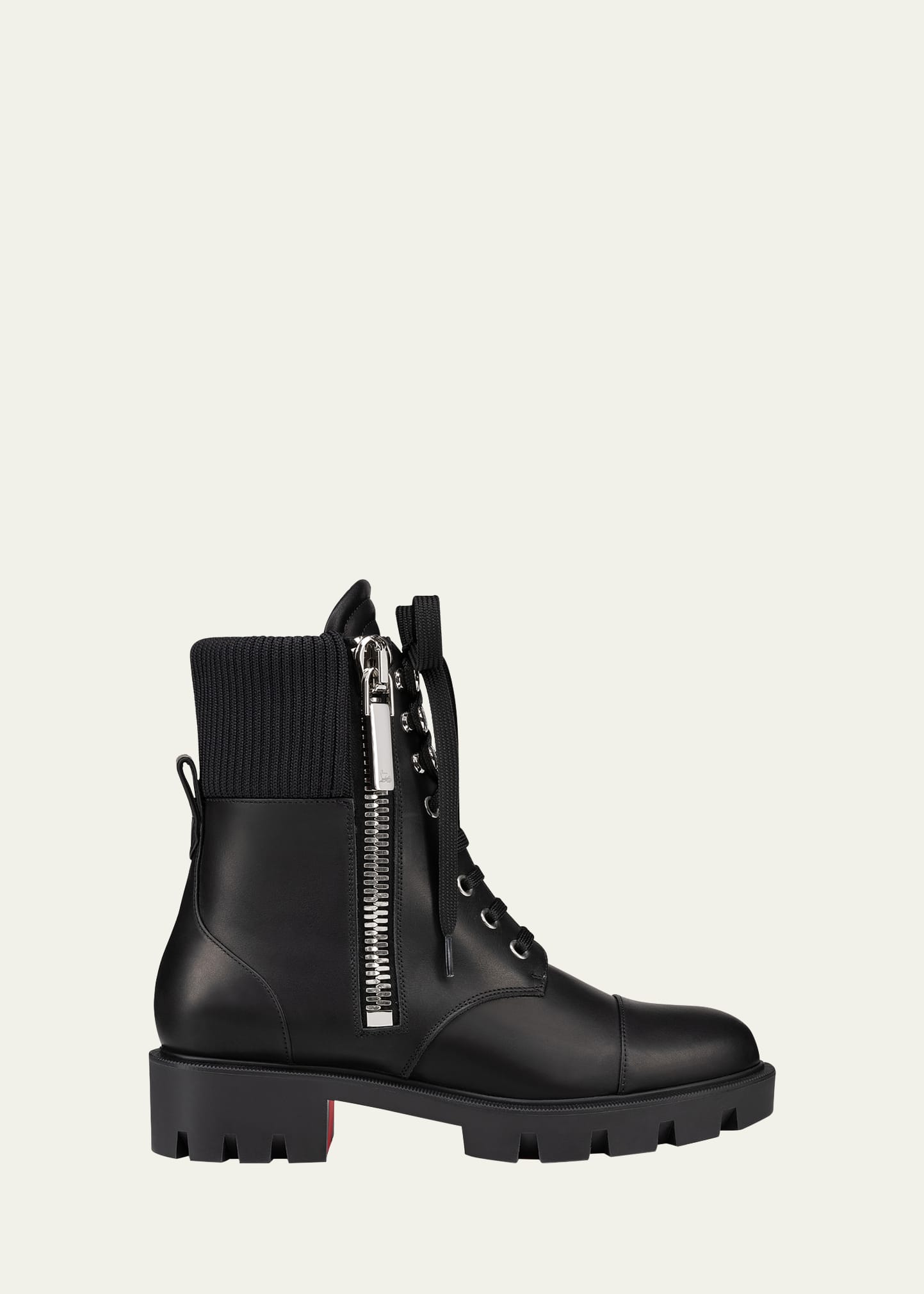 Christian Louboutin En Hiver Combat Boots In Black Leather In Black