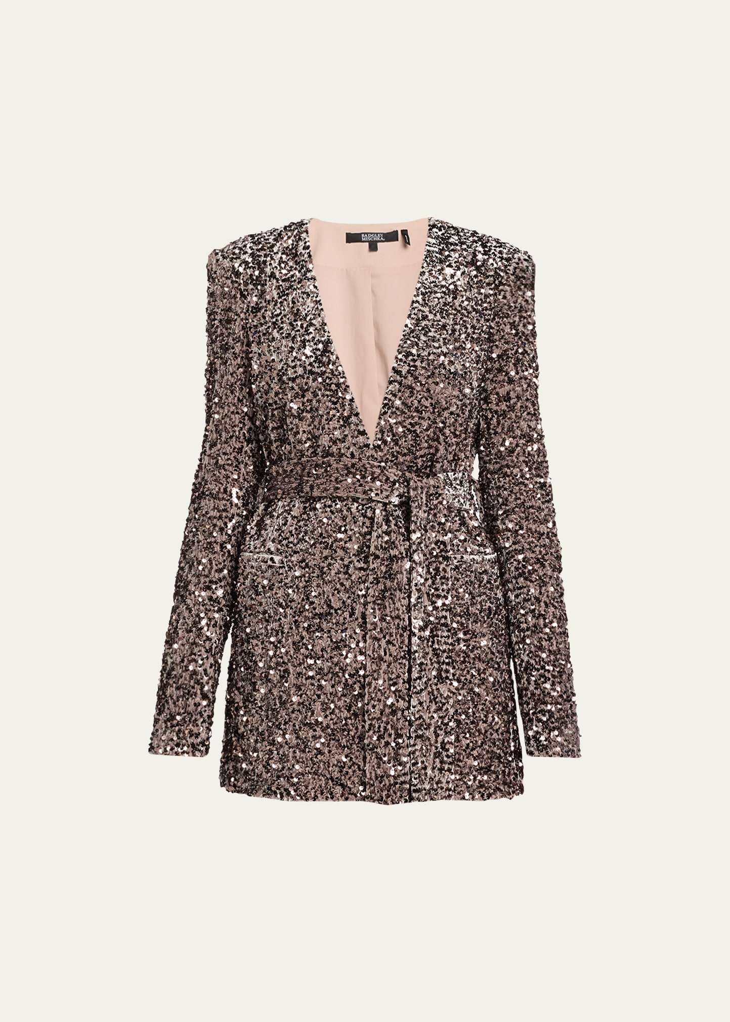 Deep V-Neck Sequin Velvet Blazer