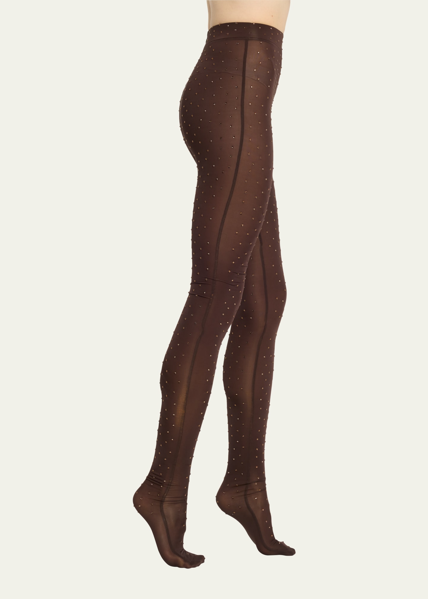 Shop Alex Perry Crystal Jersey Stockings In Brown