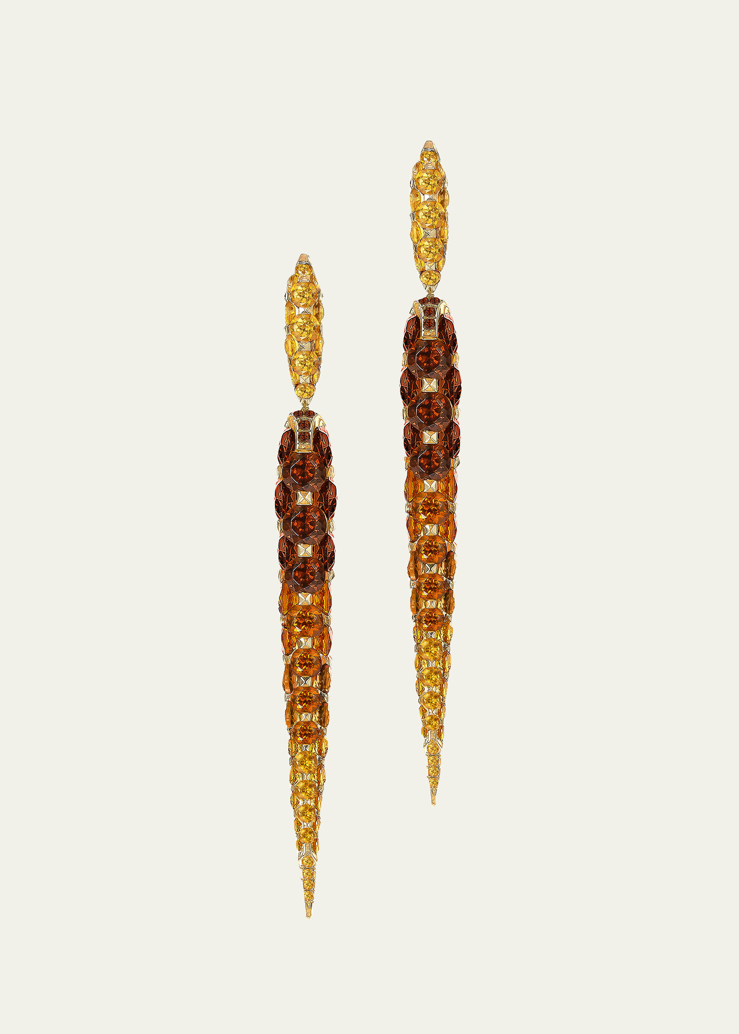 Boghossian Yellow Gold Merveilles Icicle Earrings With Garnet